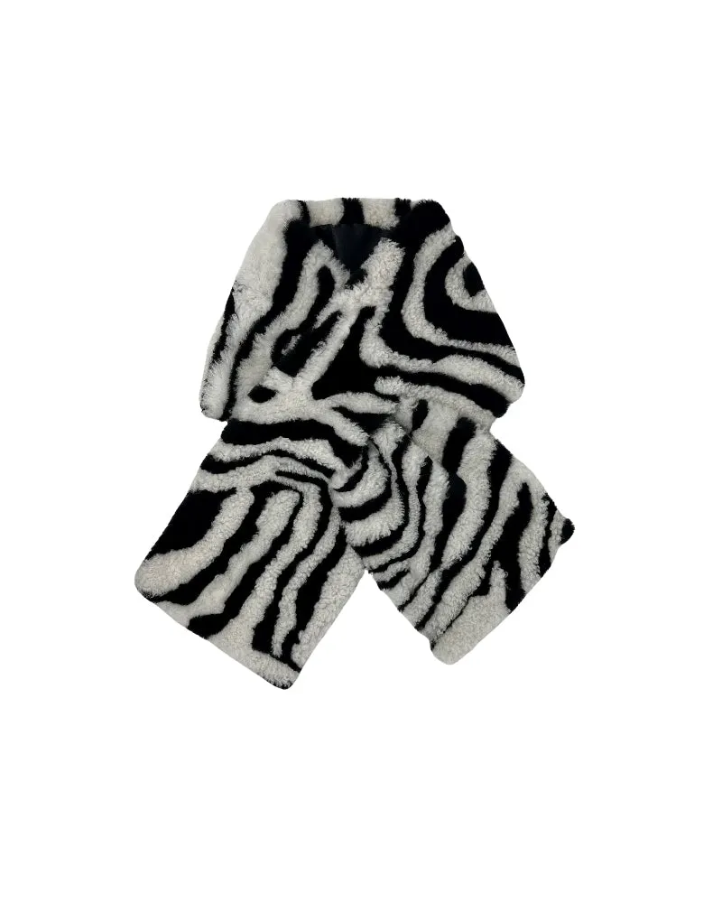 Upcycled Zebra Shearling Pull Through Scarf sold by Pologeorgis