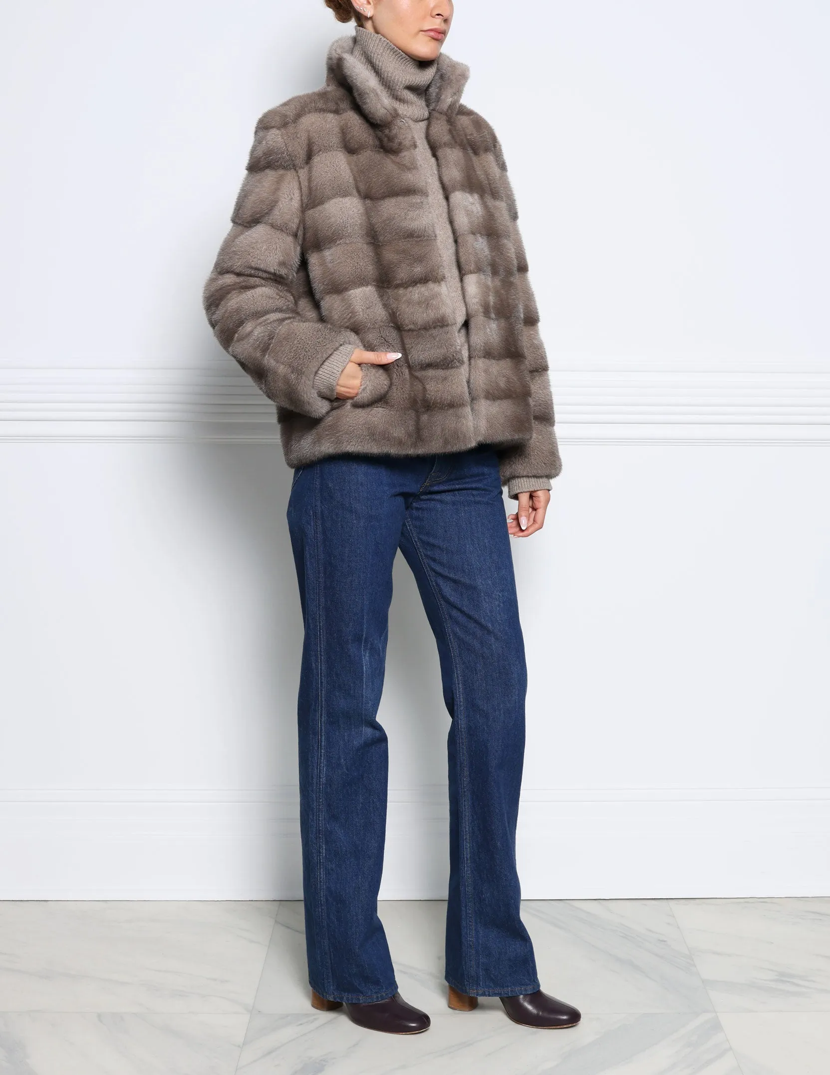 The Royal Mink Fur Jacket in Taupe sold by Pologeorgis product image thumbnail 3