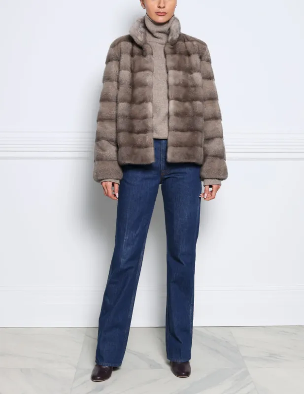 The Royal Mink Fur Jacket in Taupe sold by Pologeorgis