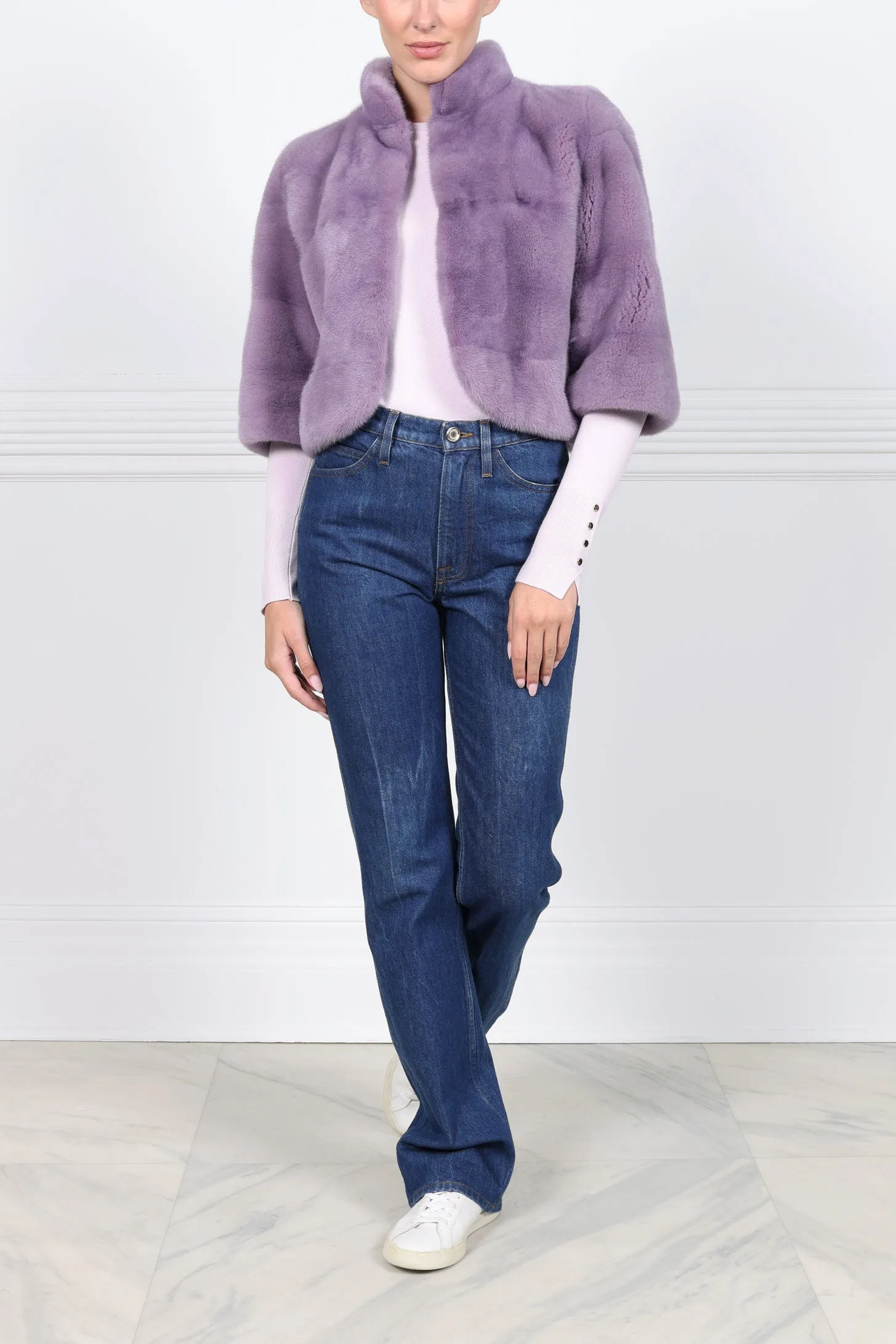 The Alora Mink Jacket in Lavender sold by Pologeorgis