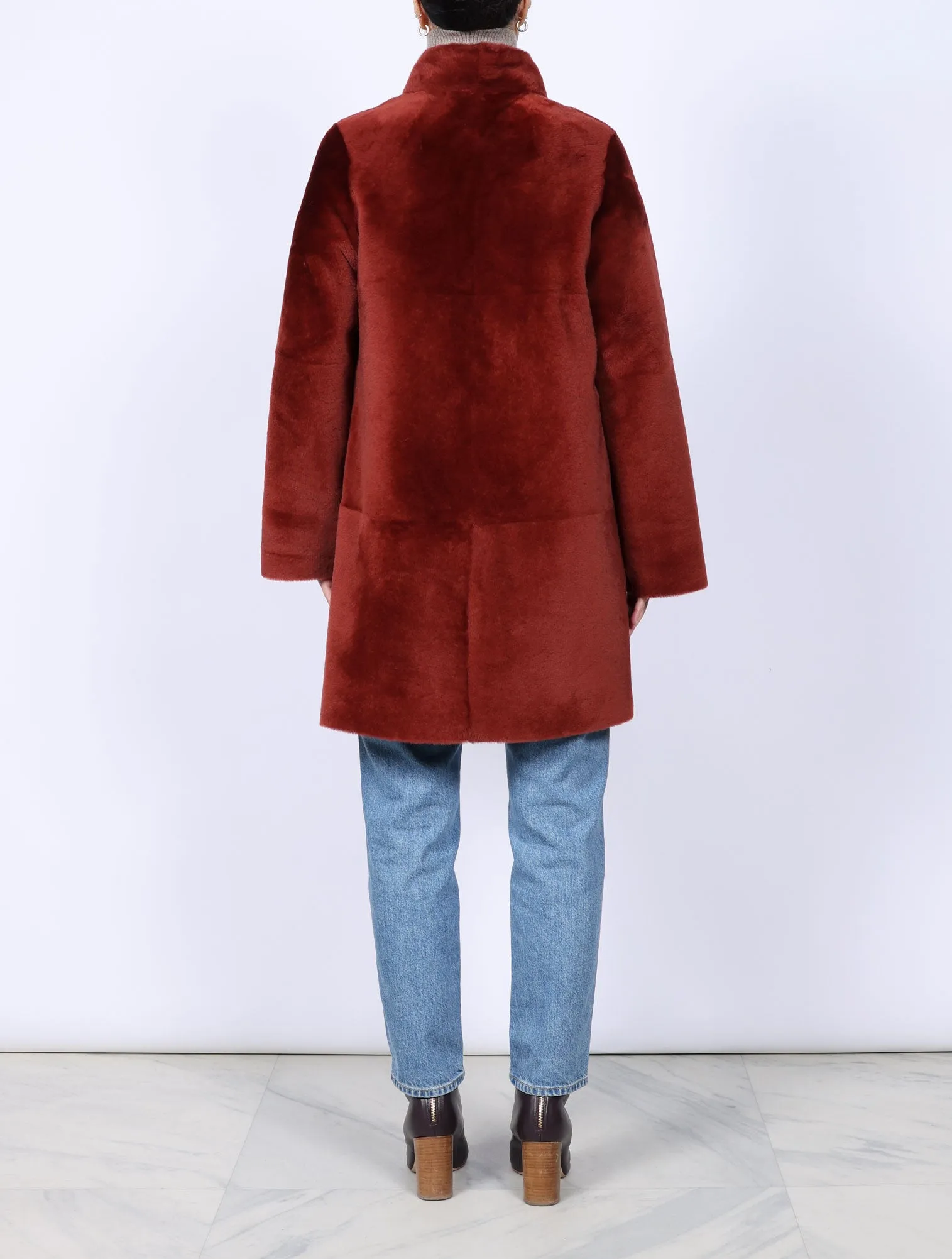 The Jenna Shearling Coat in Burgundy sold by Pologeorgis product image thumbnail 2