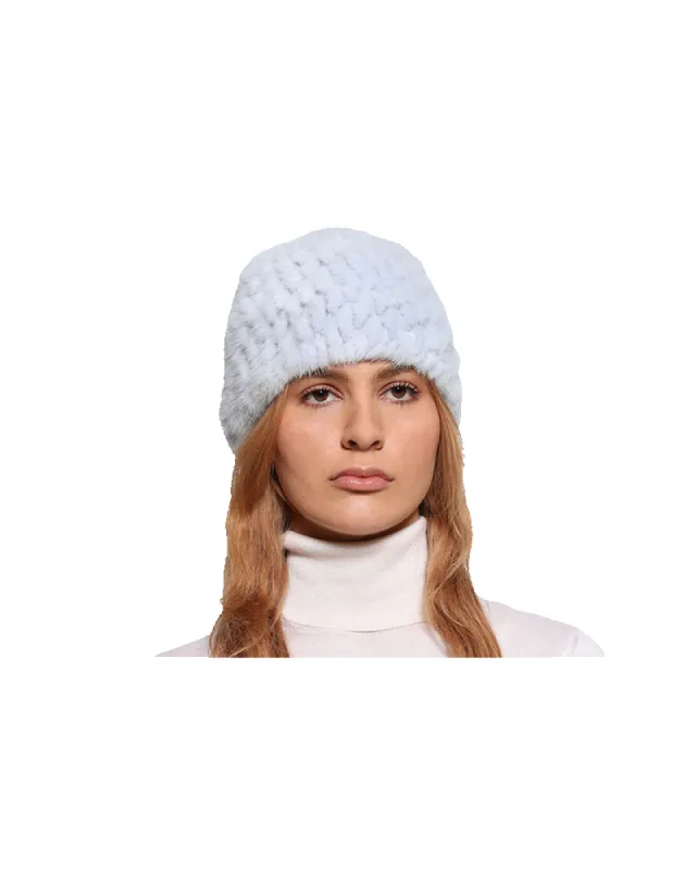 The Knit Mink Fur Scully in Light Blue sold by Pologeorgis
