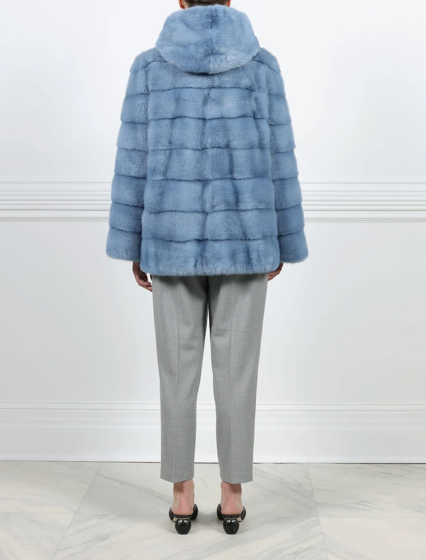 The Louisa Hooded Horizontal Mink Fur Jacket sold by Pologeorgis product image thumbnail 5