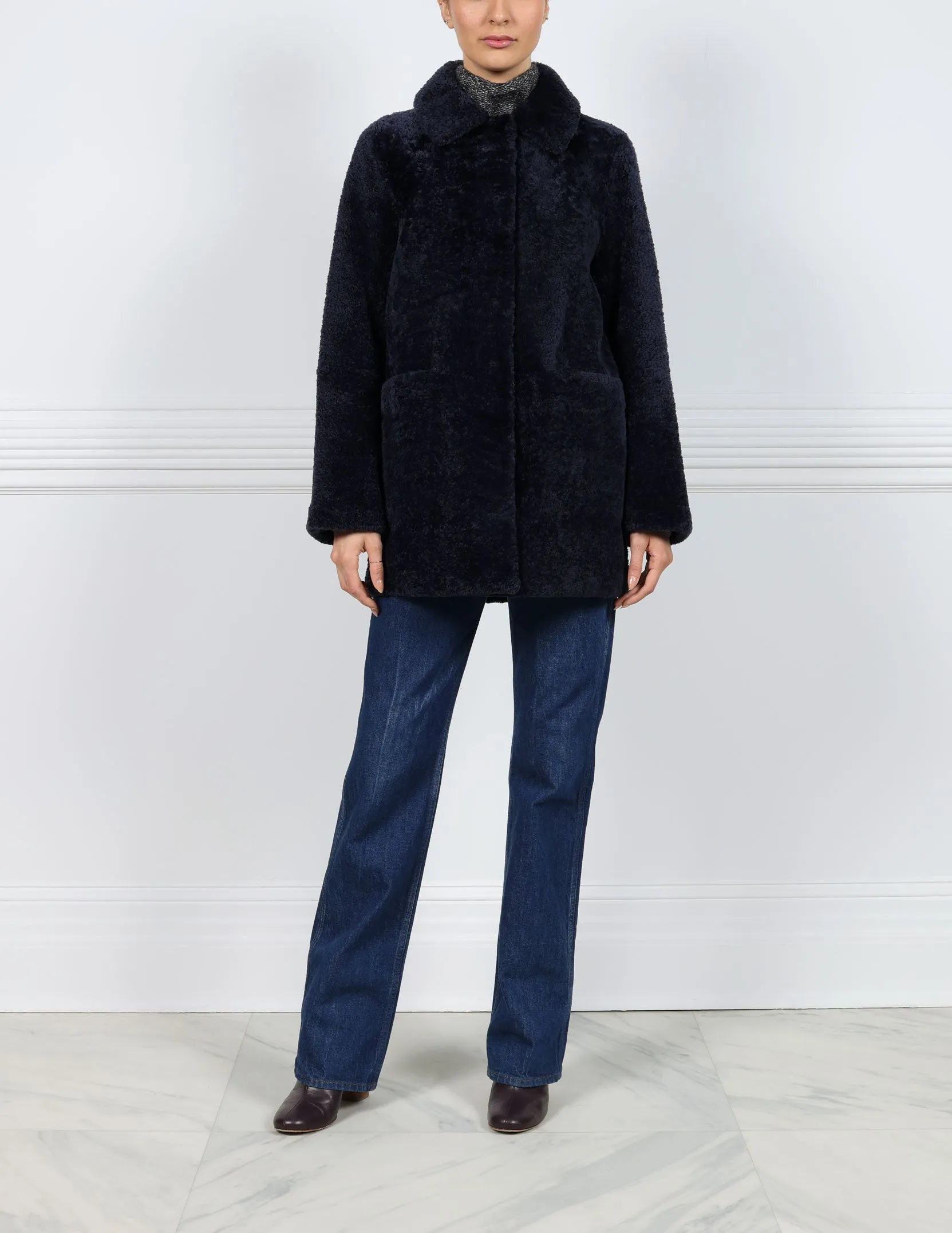 The Stasia Curly Shearling Jacket sold by Pologeorgis product image thumbnail 4