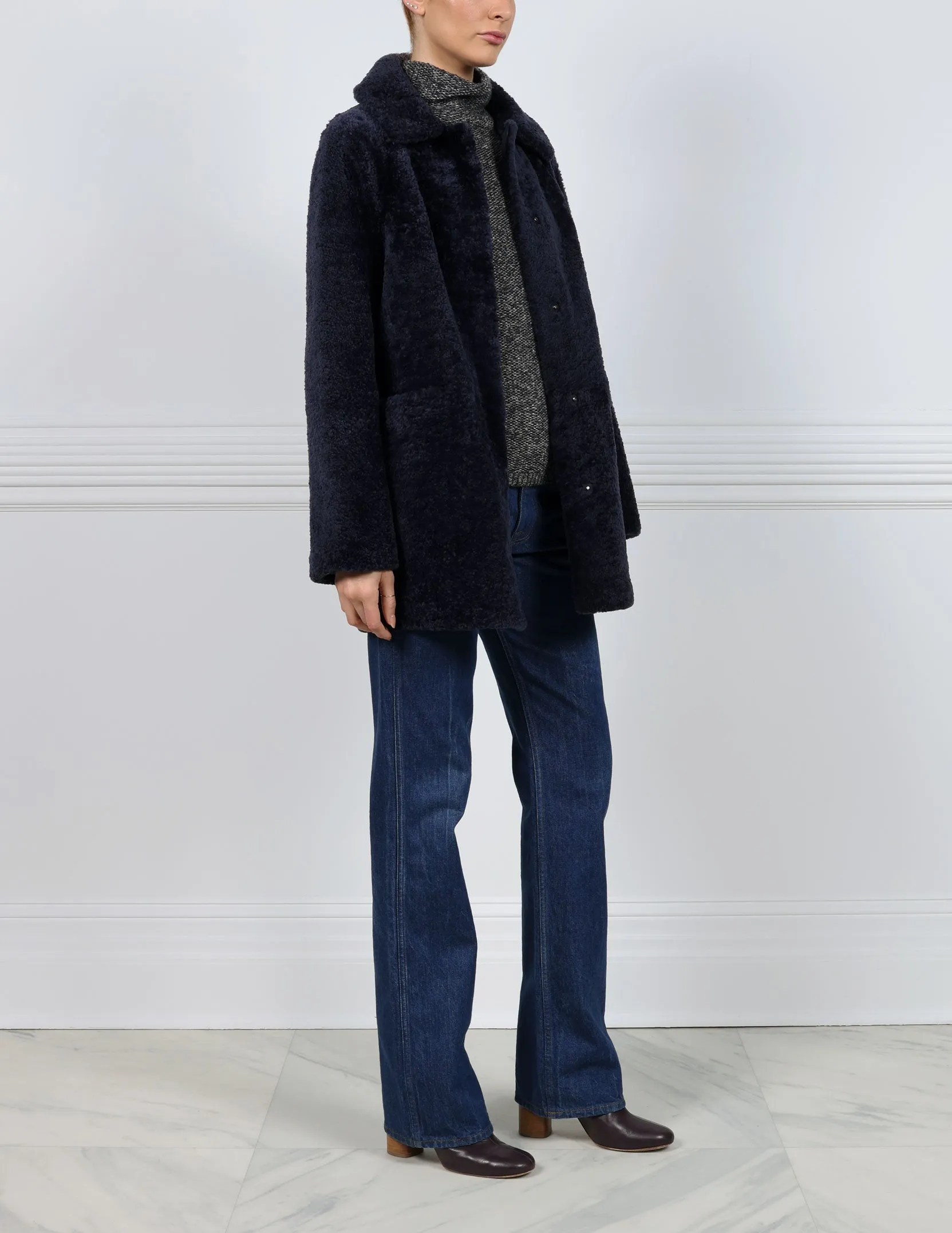 The Stasia Curly Shearling Jacket sold by Pologeorgis product image thumbnail 3