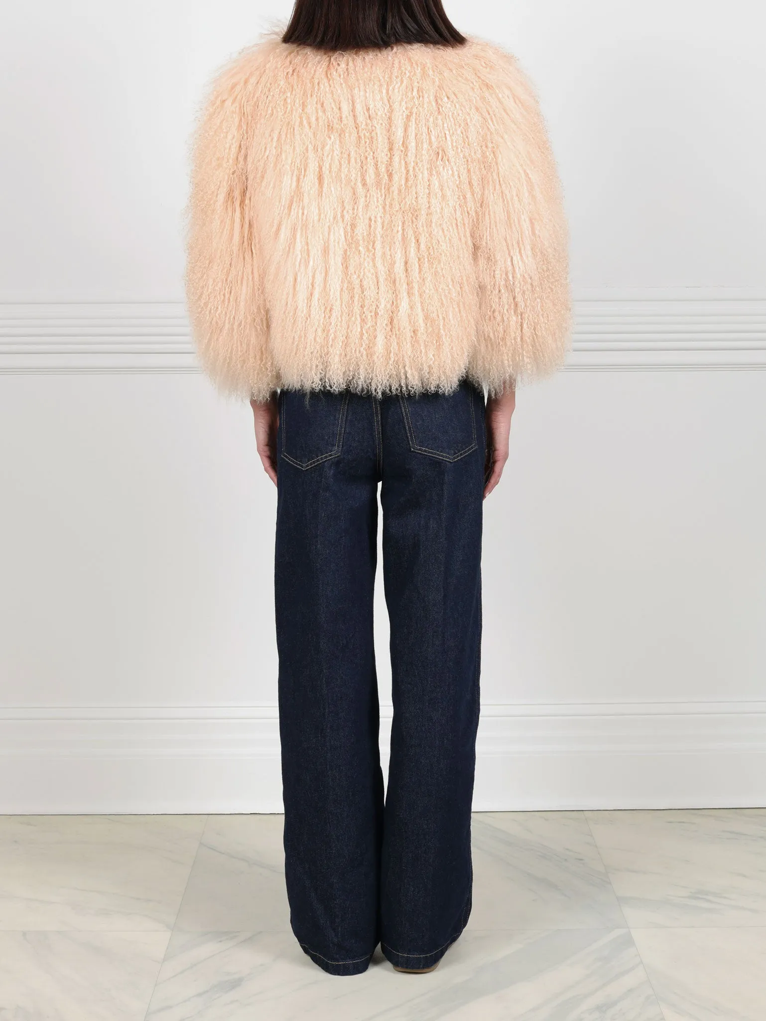 Curly Shearling Jacket in Peach sold by Pologeorgis product image thumbnail 3