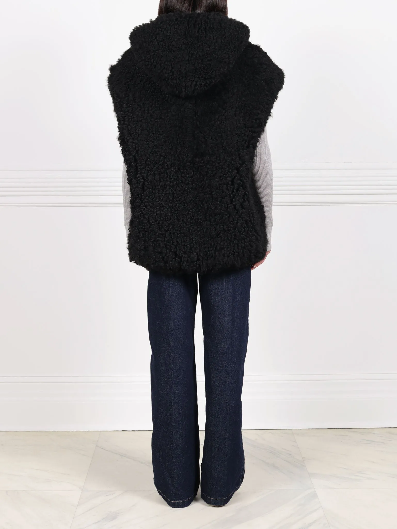 Curly Hooded Shearling Cap Sleeved Vest sold by Pologeorgis product image thumbnail 3