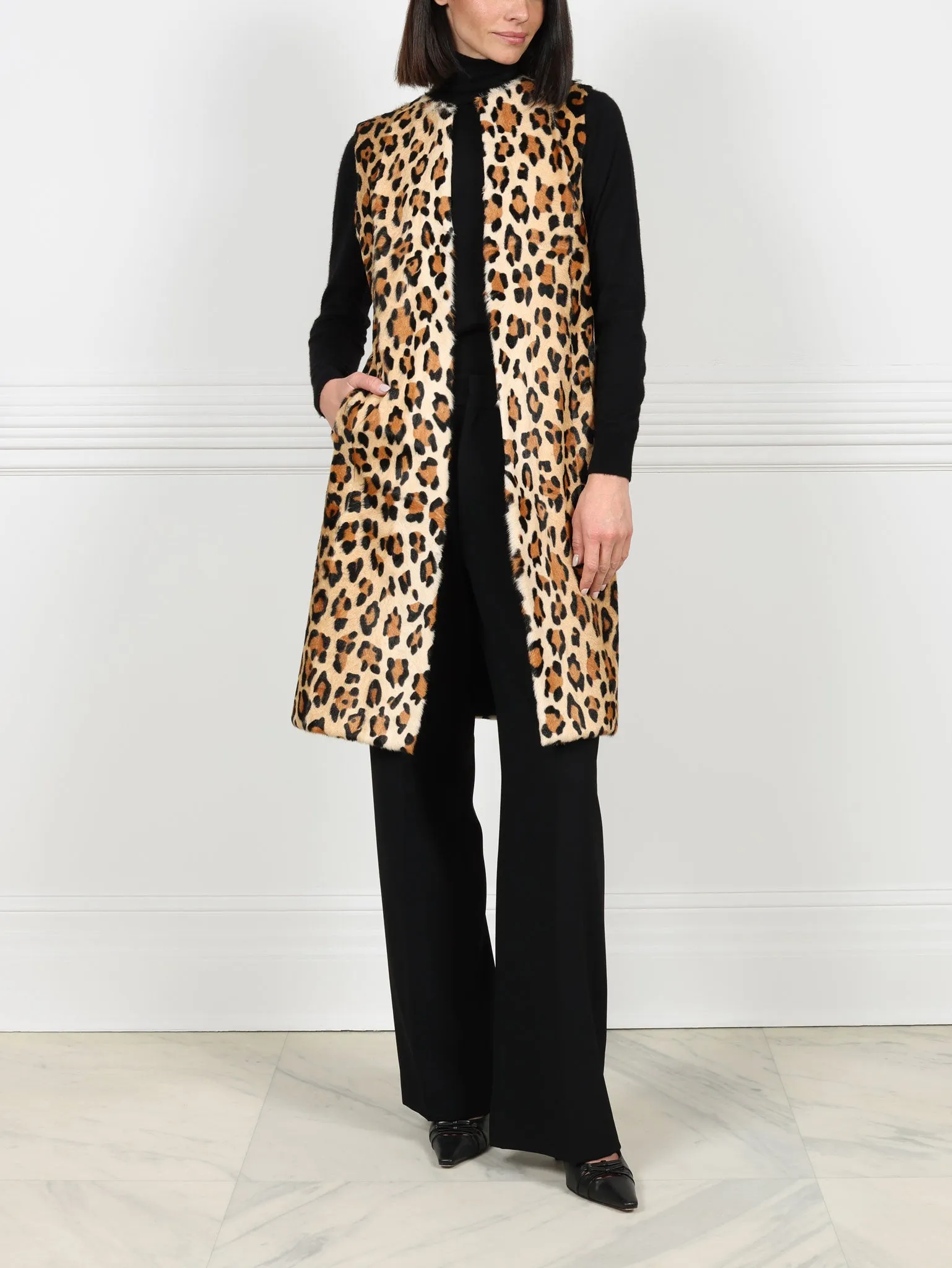 Leopard Shearling Vest sold by Pologeorgis