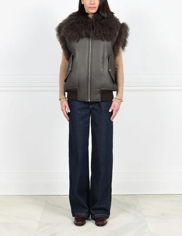 Shearling Zip Front Vest sold by Pologeorgis
