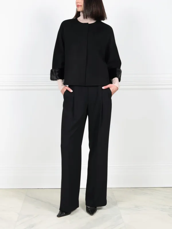 The Cookie Double Face Jacket with Mink Fur Cuffs sold by Pologeorgis