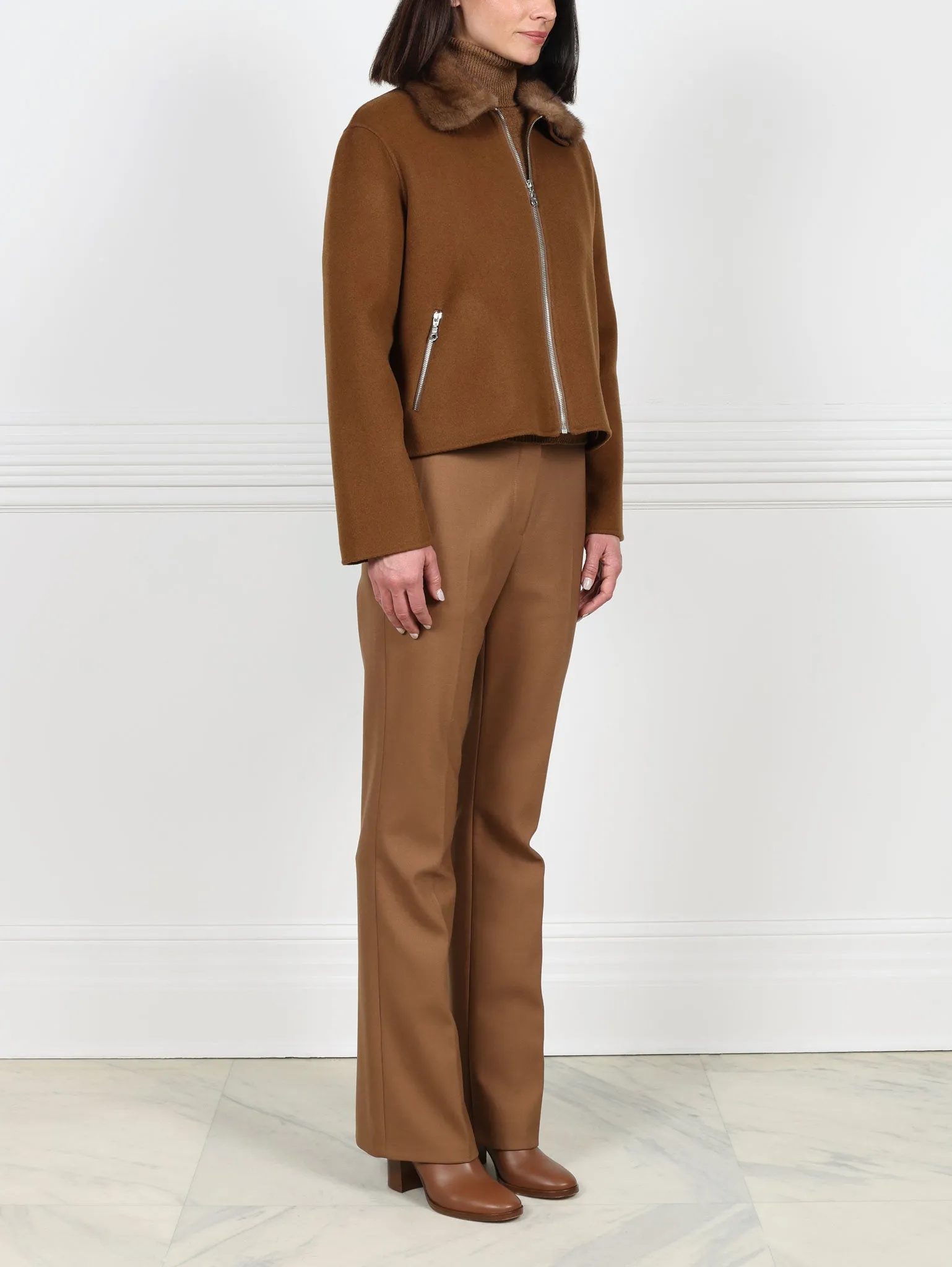 Wool Cashmere Blend Jacket with Mink Collar sold by Pologeorgis product image thumbnail 4