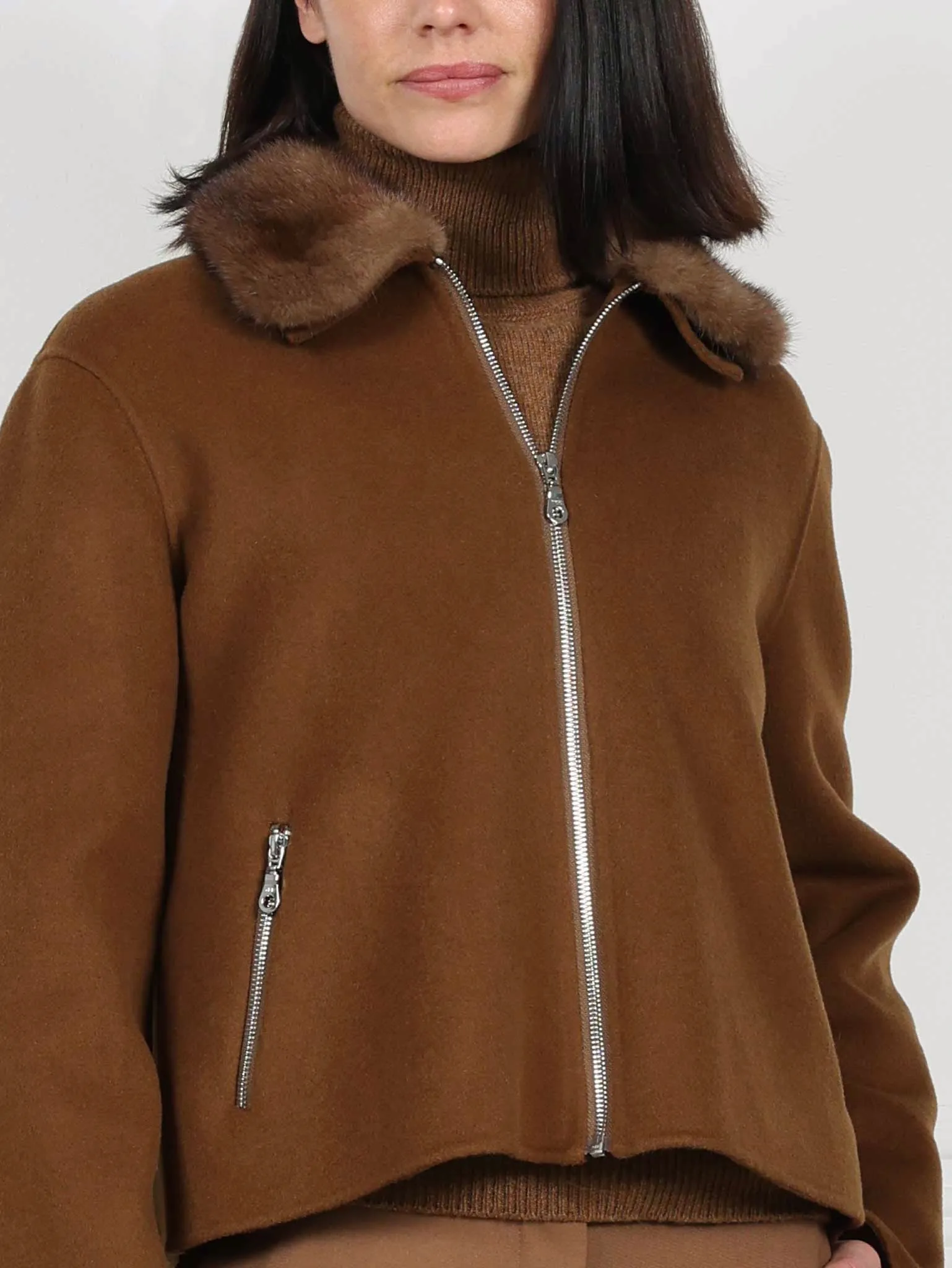 Wool Cashmere Blend Jacket with Mink Collar sold by Pologeorgis product image thumbnail 2