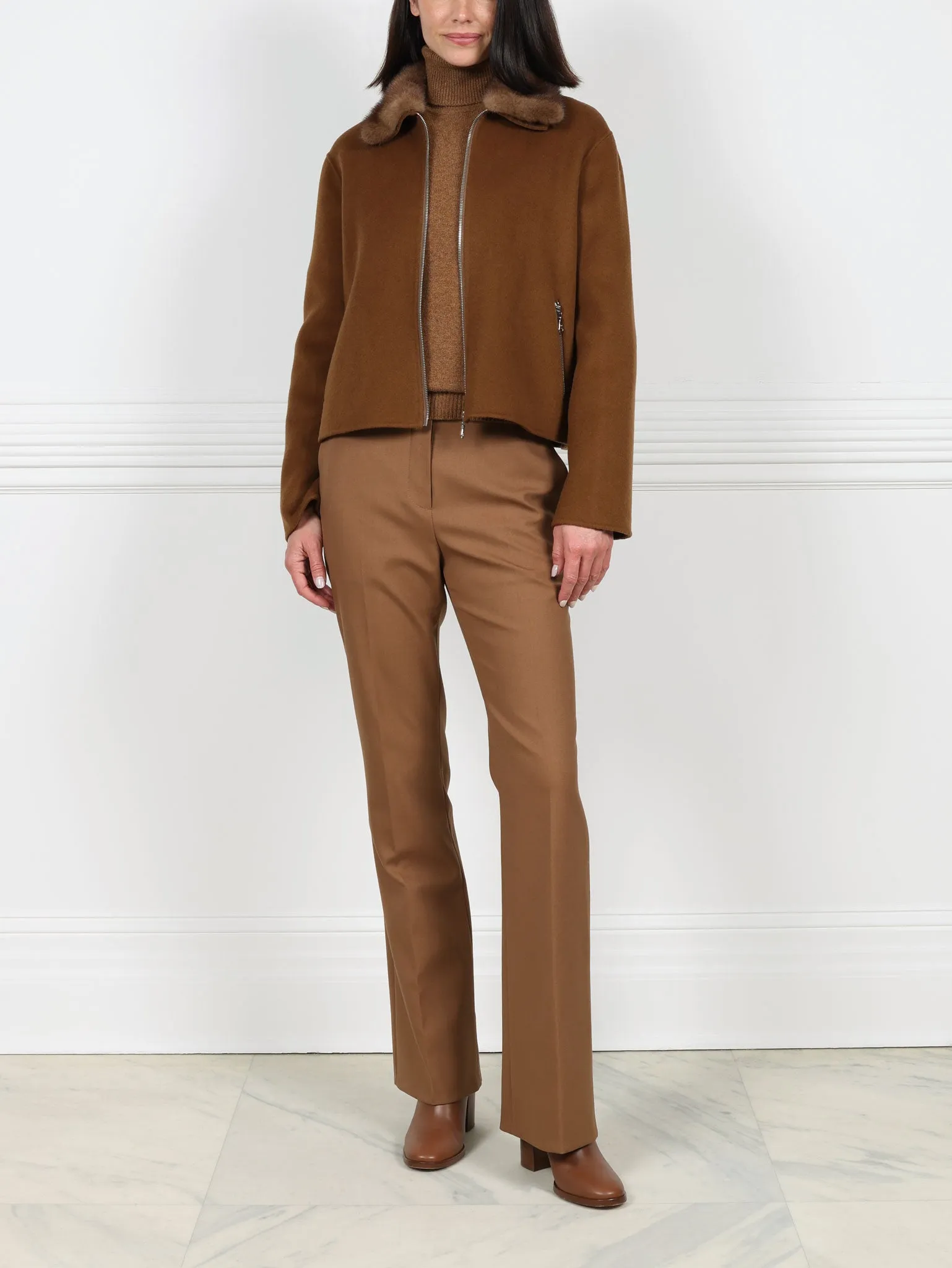 Wool Cashmere Blend Jacket with Mink Collar sold by Pologeorgis