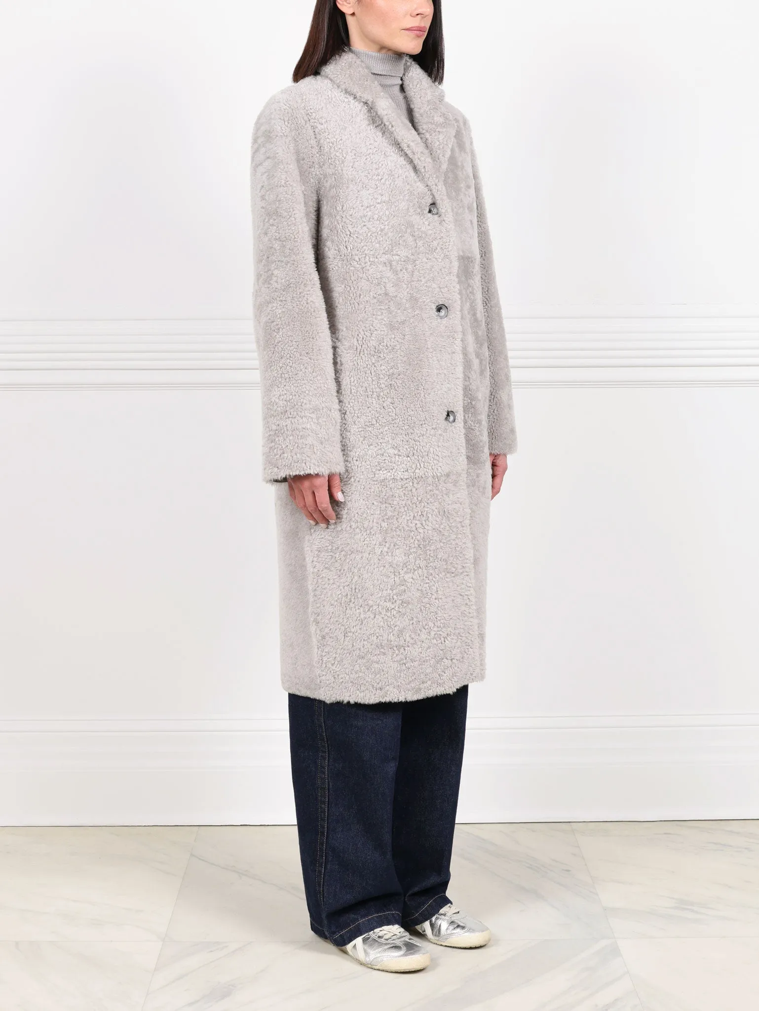 The Landen Button Down Curly Shearling Coat sold by Pologeorgis product image thumbnail 2