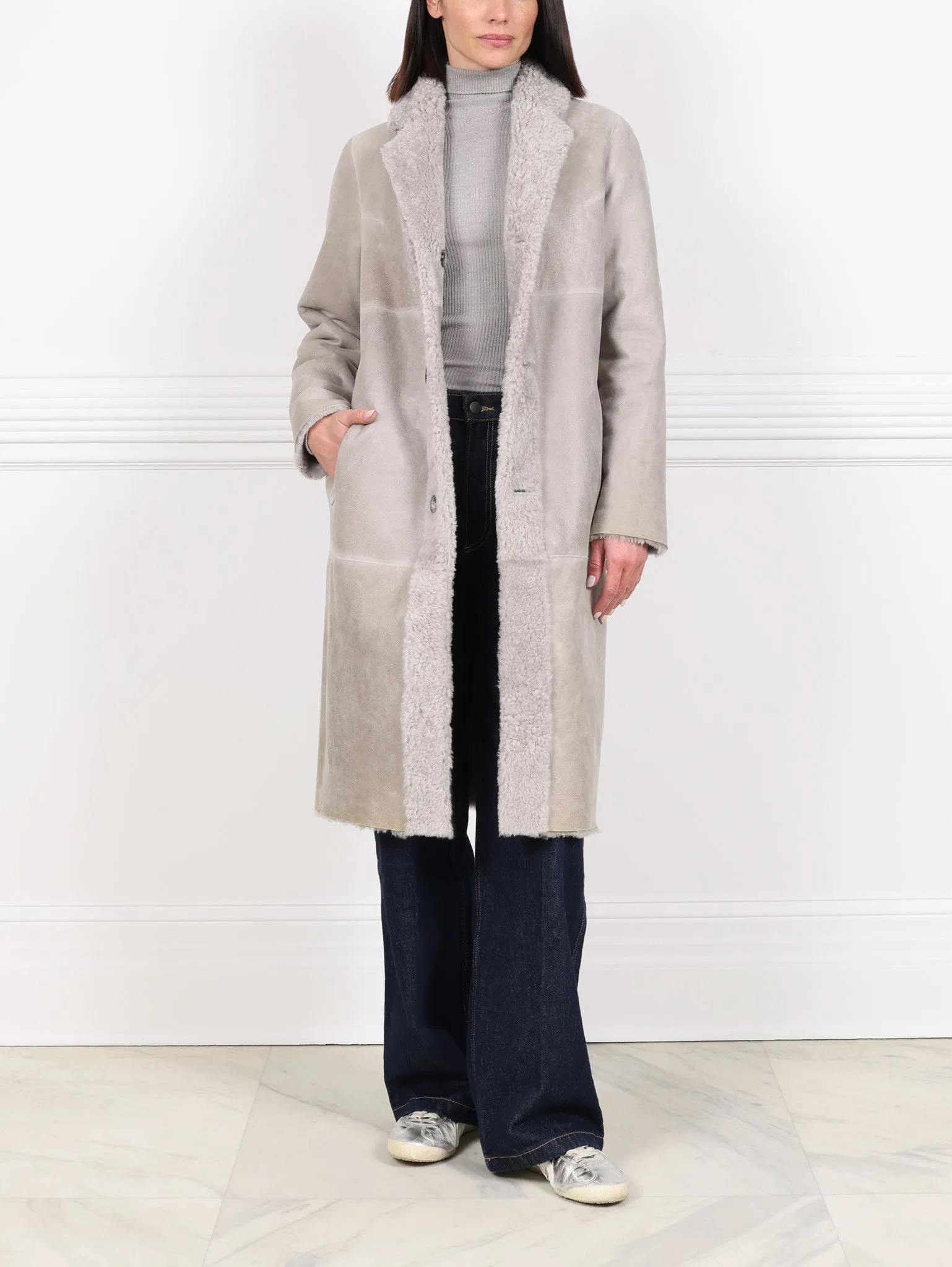 The Landen Button Down Curly Shearling Coat sold by Pologeorgis product image thumbnail 5