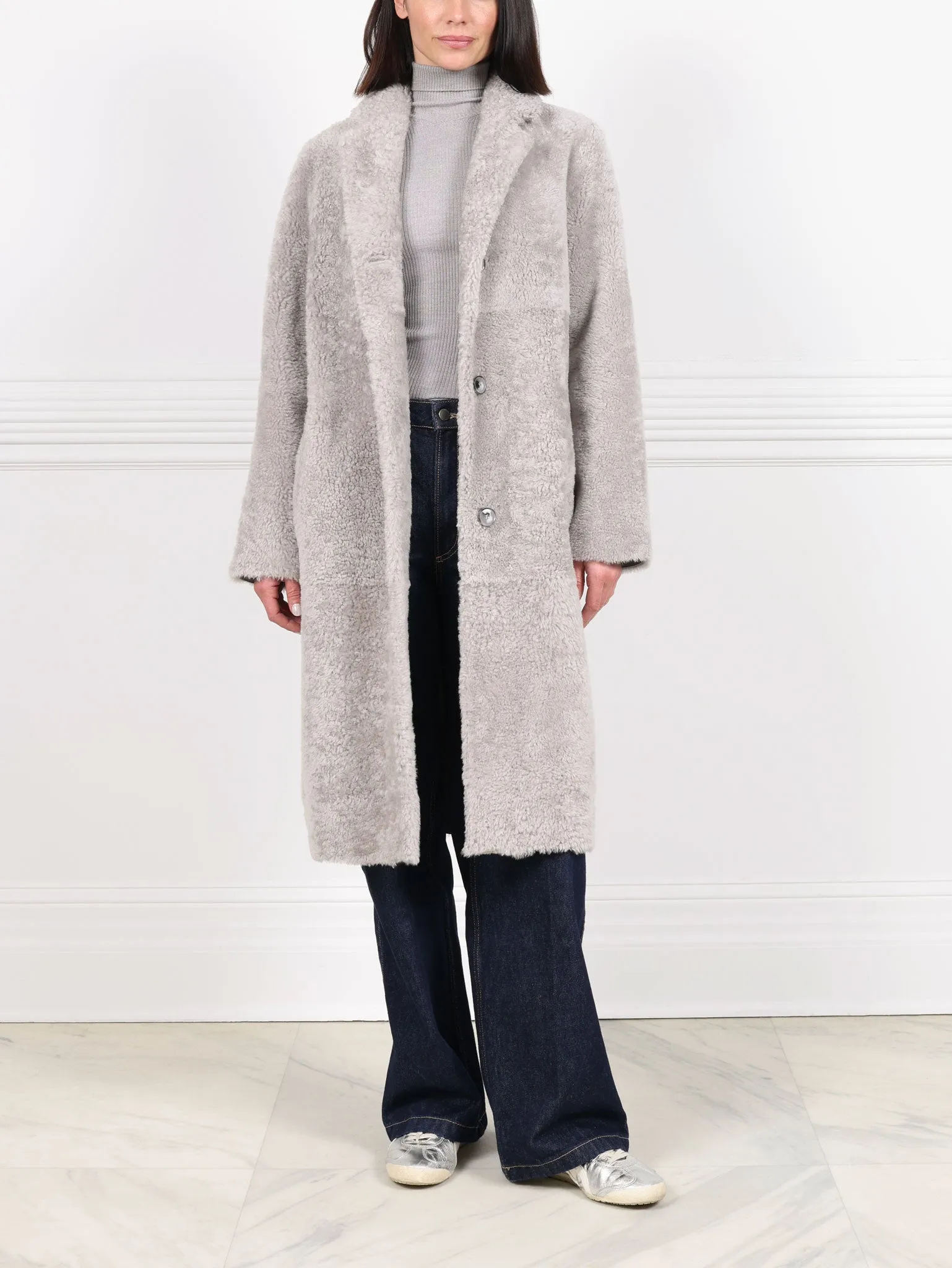 The Landen Button Down Curly Shearling Coat sold by Pologeorgis product image thumbnail 4