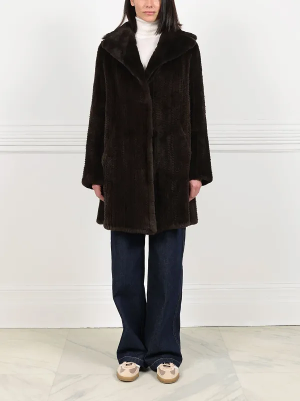 Knitted Mink Fur Coat in Brown sold by Pologeorgis