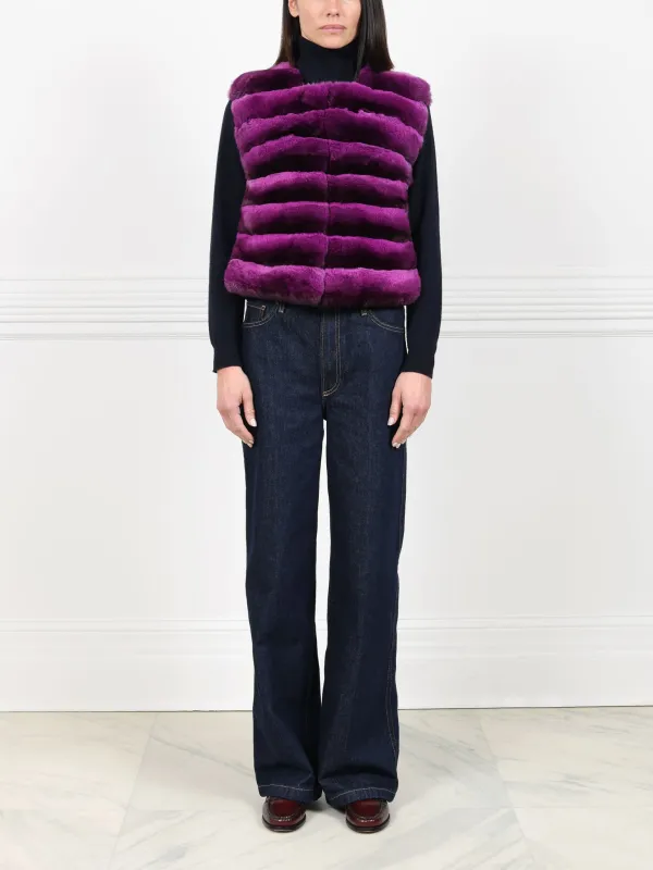 The Violet Chinchilla Vest sold by Pologeorgis