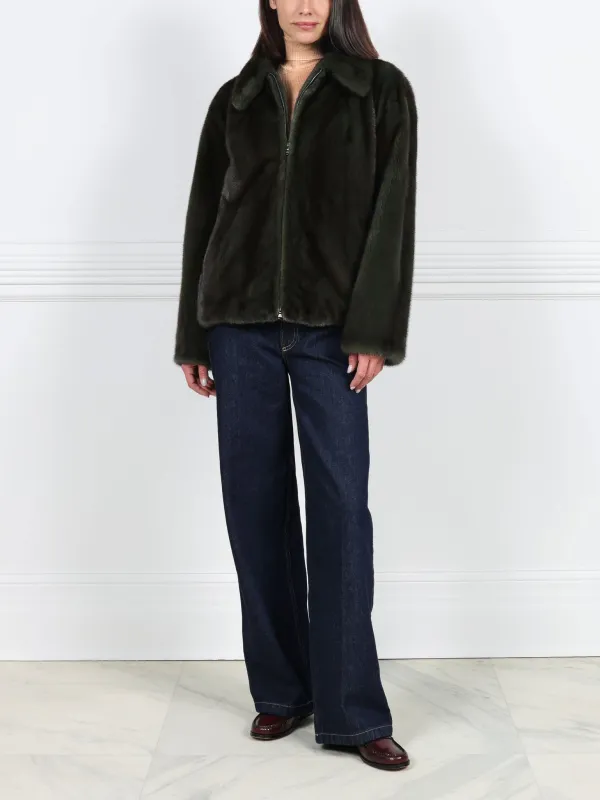 Oversized Mink Shirt Collar Zip Jacket sold by Pologeorgis