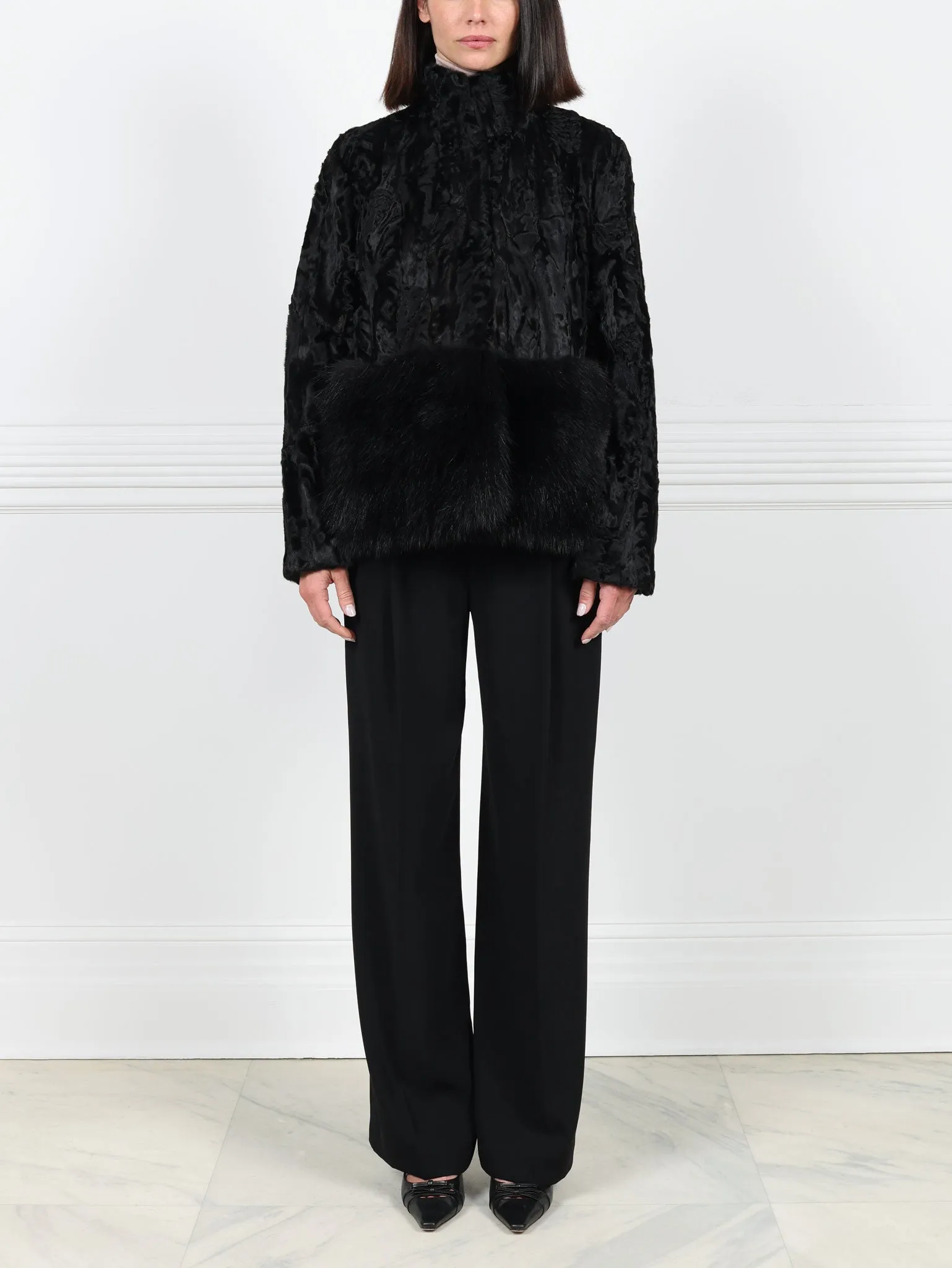 The Dover Upcycled Lamb Jacket with Fur Trim sold by Pologeorgis product image thumbnail 2