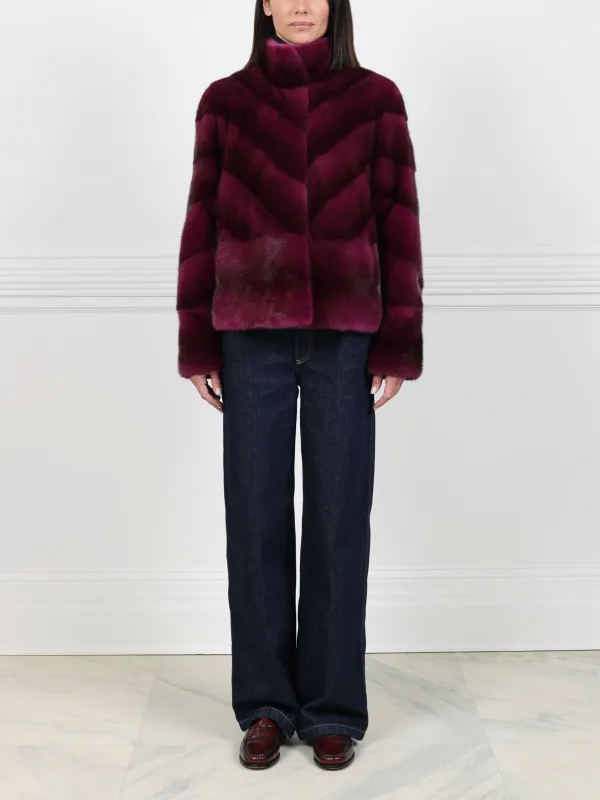 Violet Diagonal Mink Jacket sold by Pologeorgis