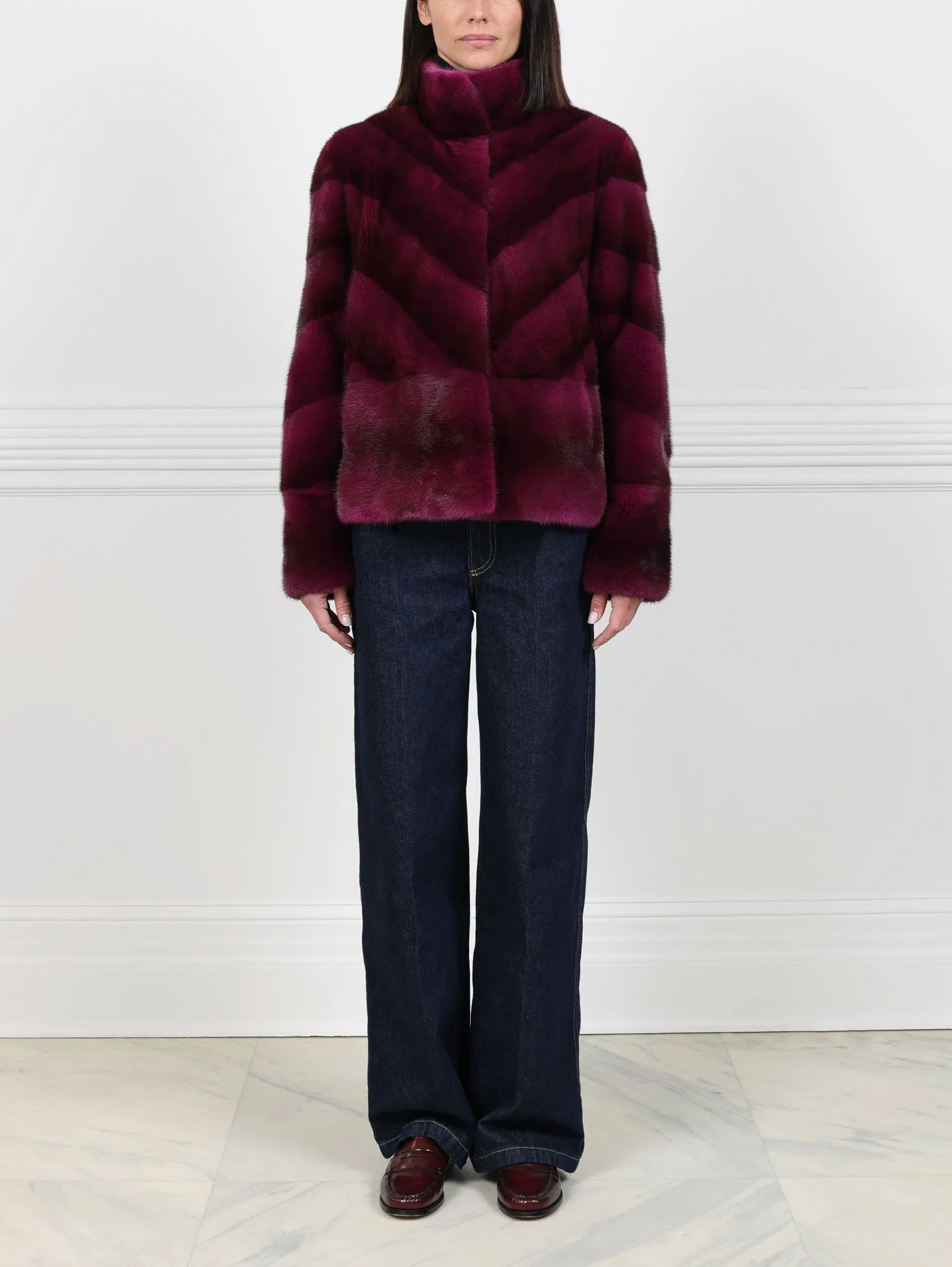 The Quilan Violet Mink Fur Jacket sold by Pologeorgis