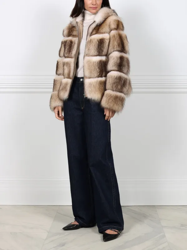 The Hooded Lodge  Fur & Suede Jacket sold by Pologeorgis