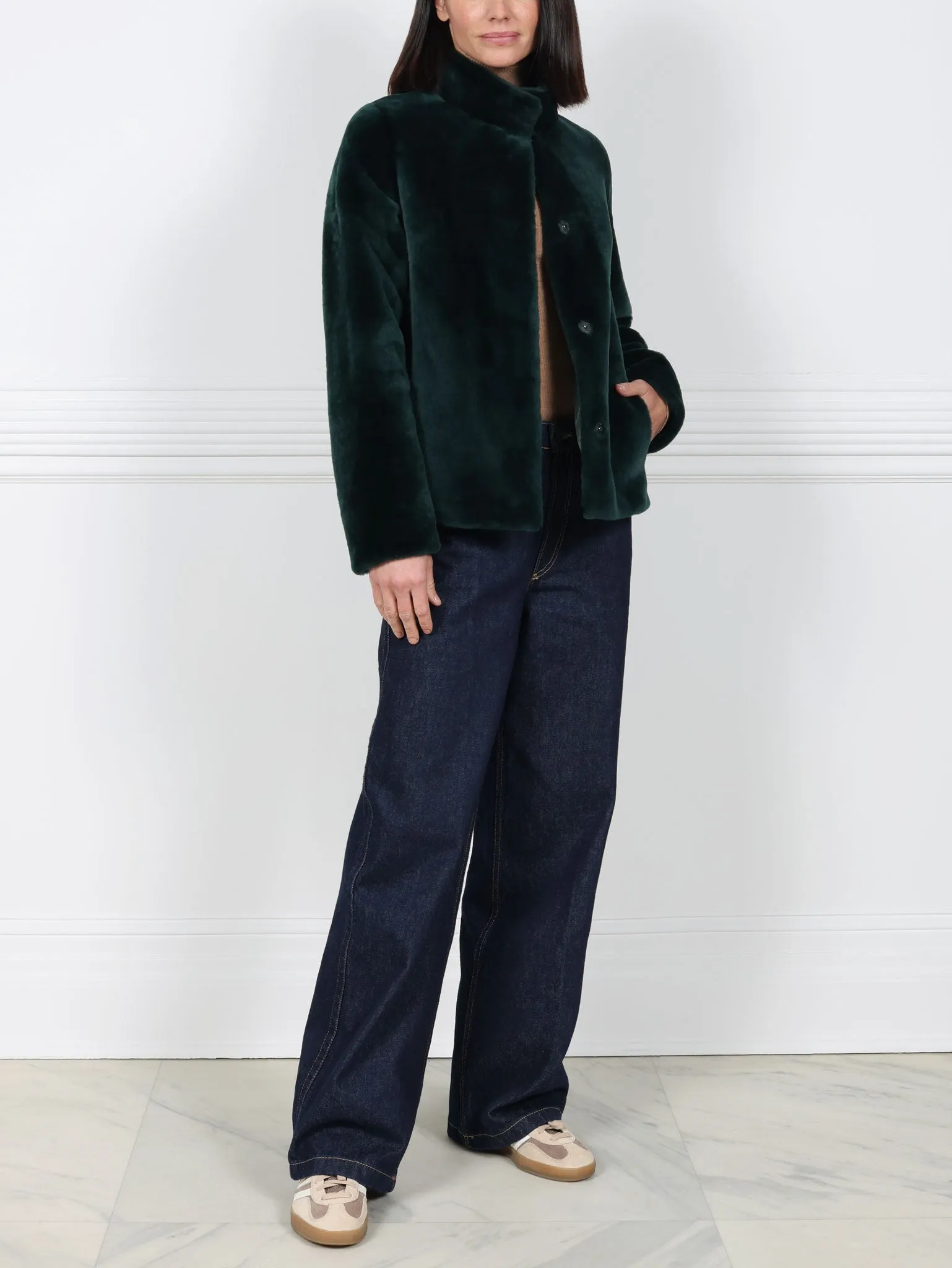 The Elaine Shearling Jacket sold by Pologeorgis