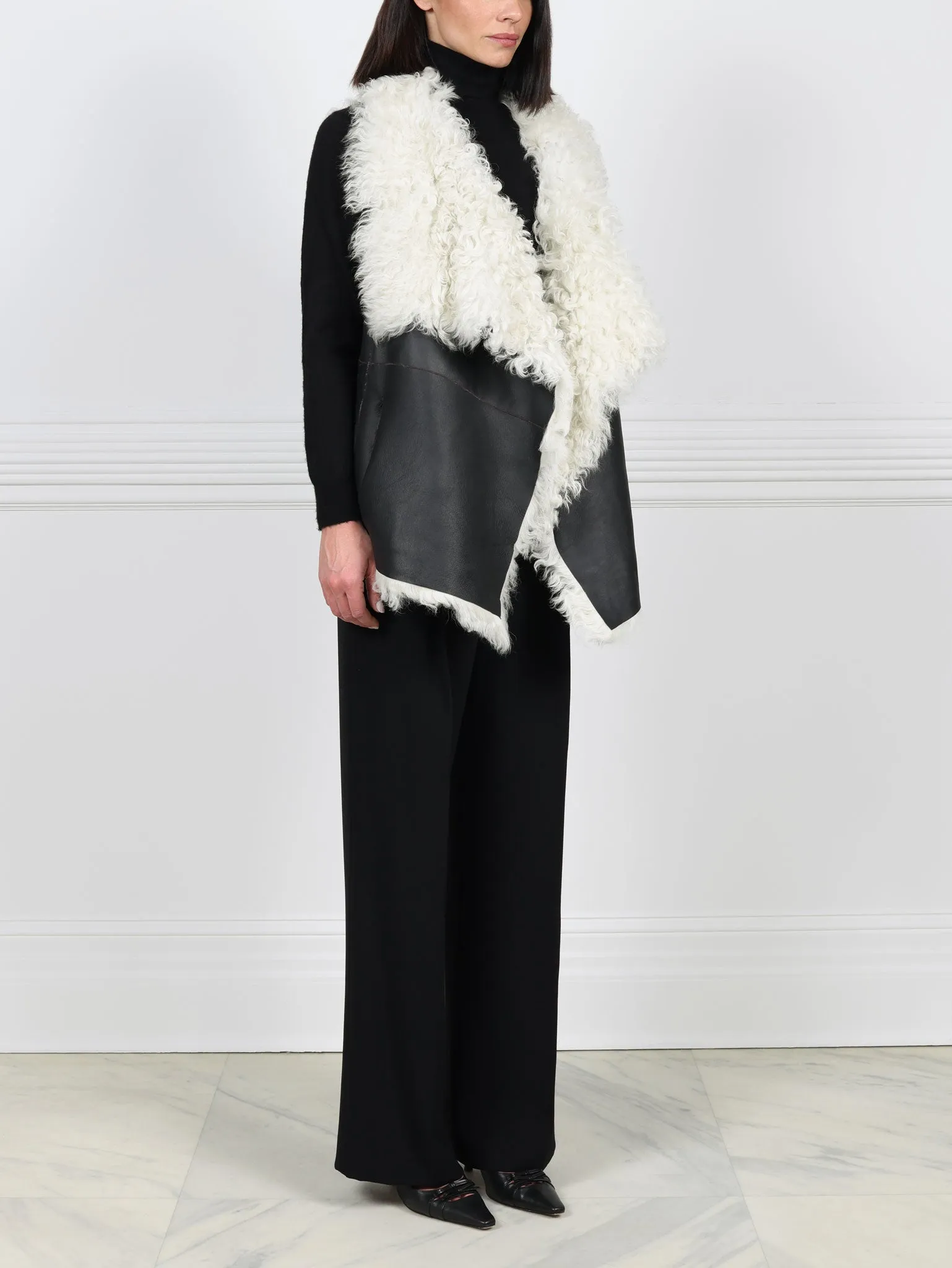 Drape Front Shearling Vest sold by Pologeorgis product image thumbnail 4