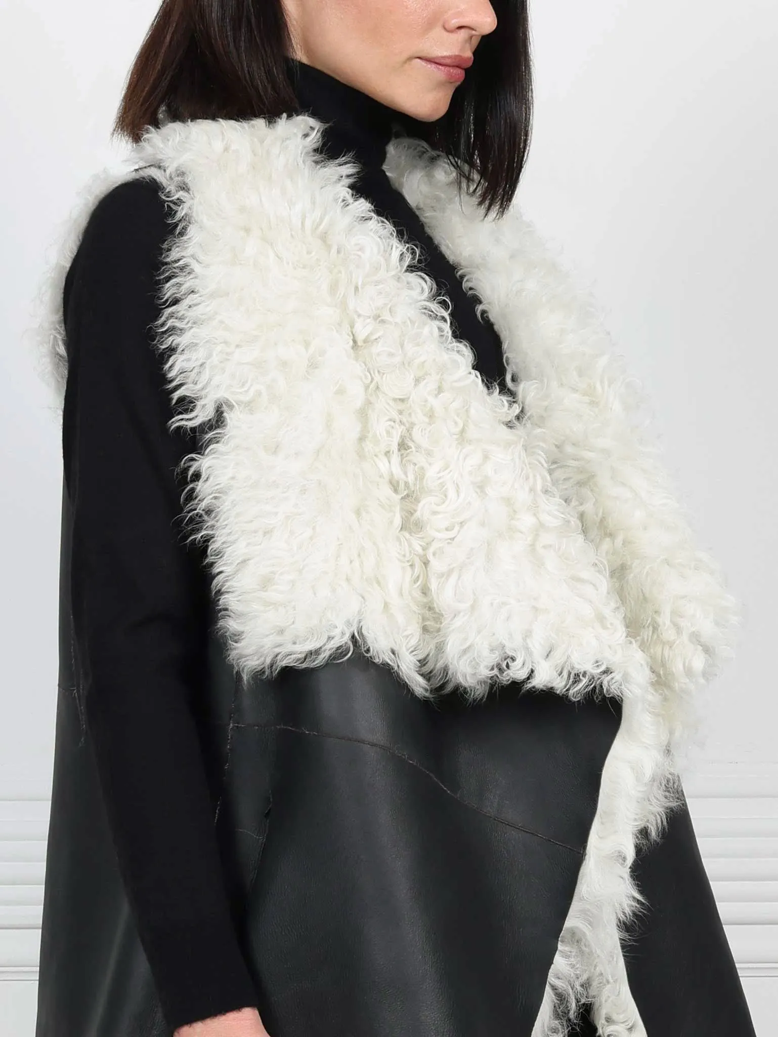 Drape Front Shearling Vest sold by Pologeorgis product image thumbnail 3