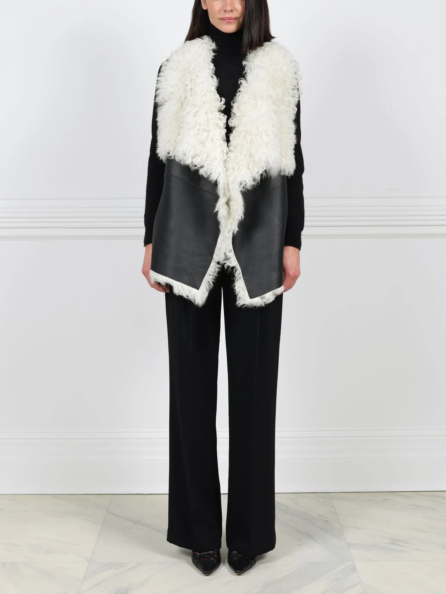 Drape Front Shearling Vest sold by Pologeorgis product image thumbnail 2