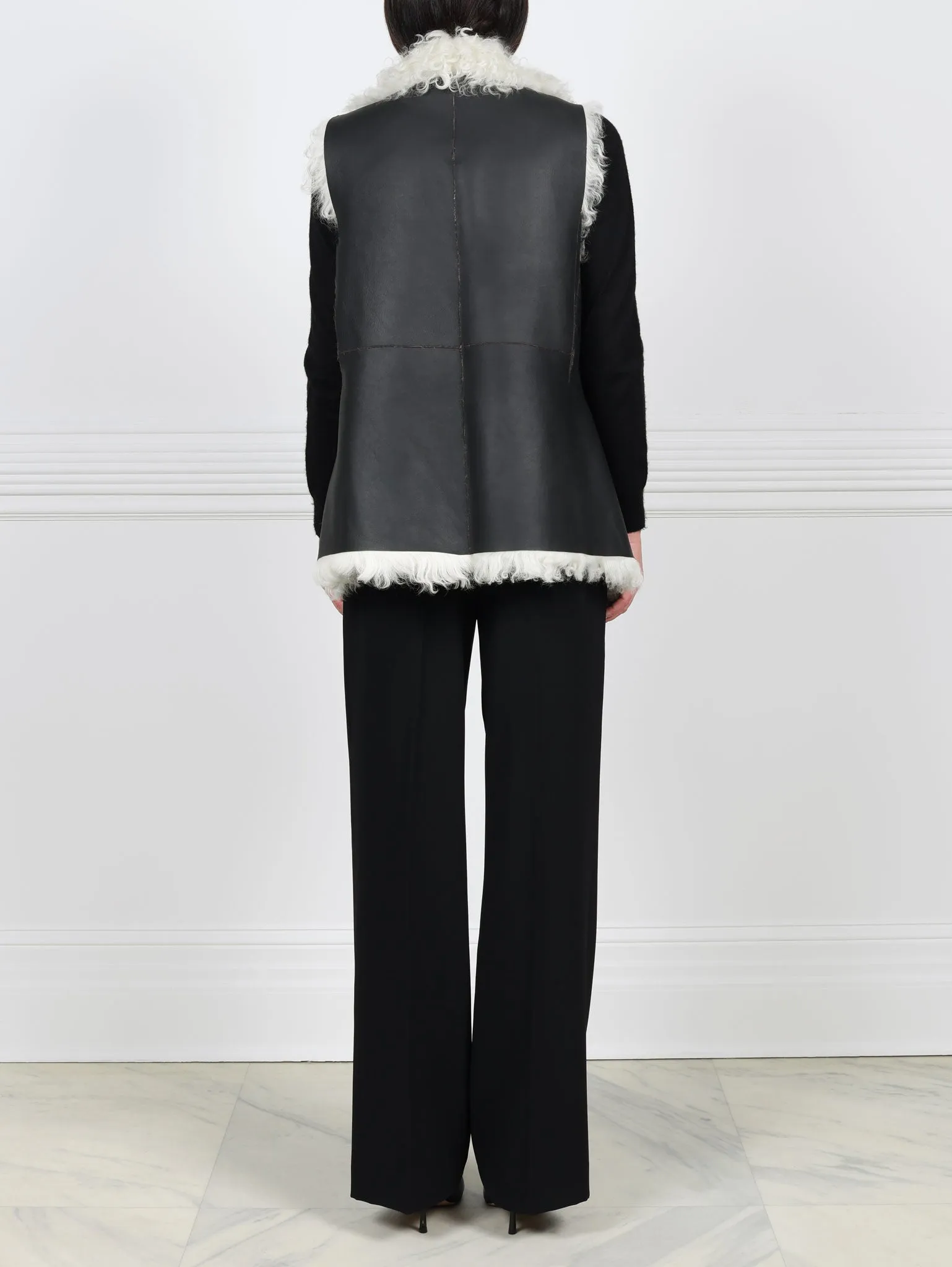 Drape Front Shearling Vest sold by Pologeorgis product image thumbnail 5