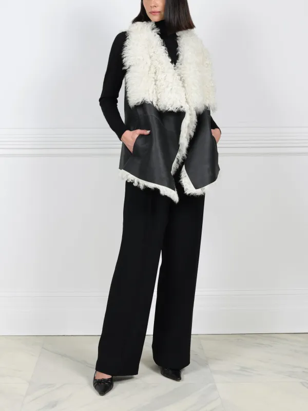 Drape Front Shearling Vest sold by Pologeorgis