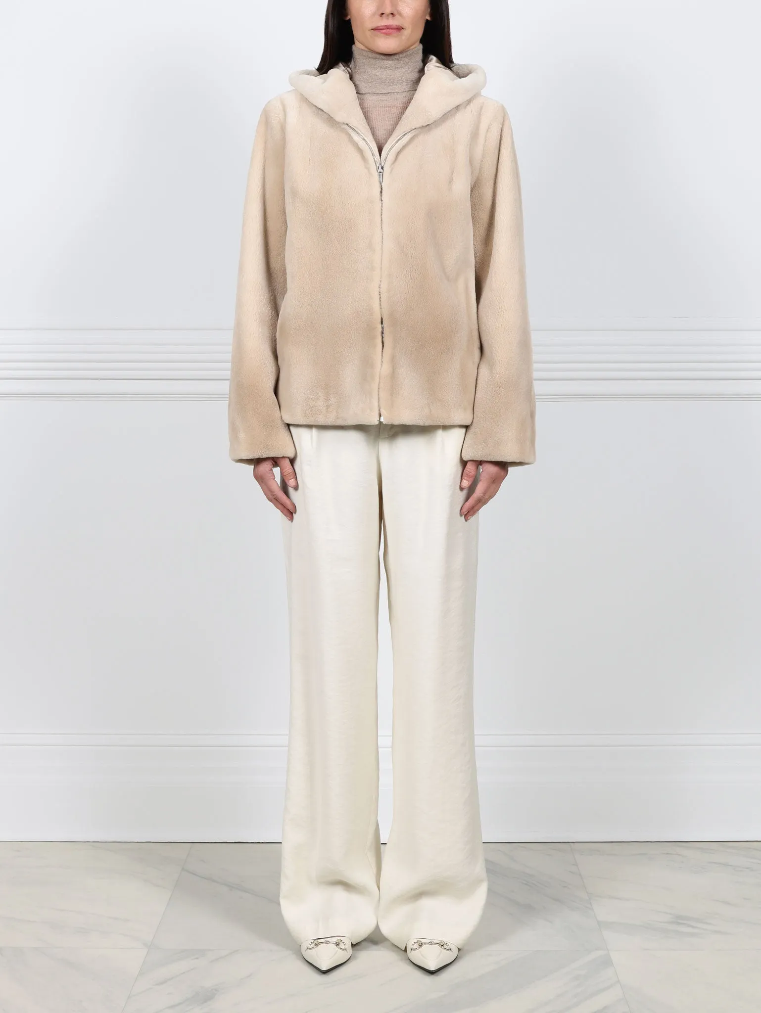 The Goldie Palomino Sheared Mink Fur Jacket sold by Pologeorgis