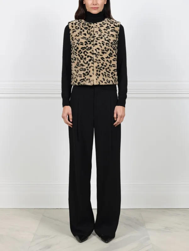 Leopard Print Upcycled Shearling Vest sold by Pologeorgis