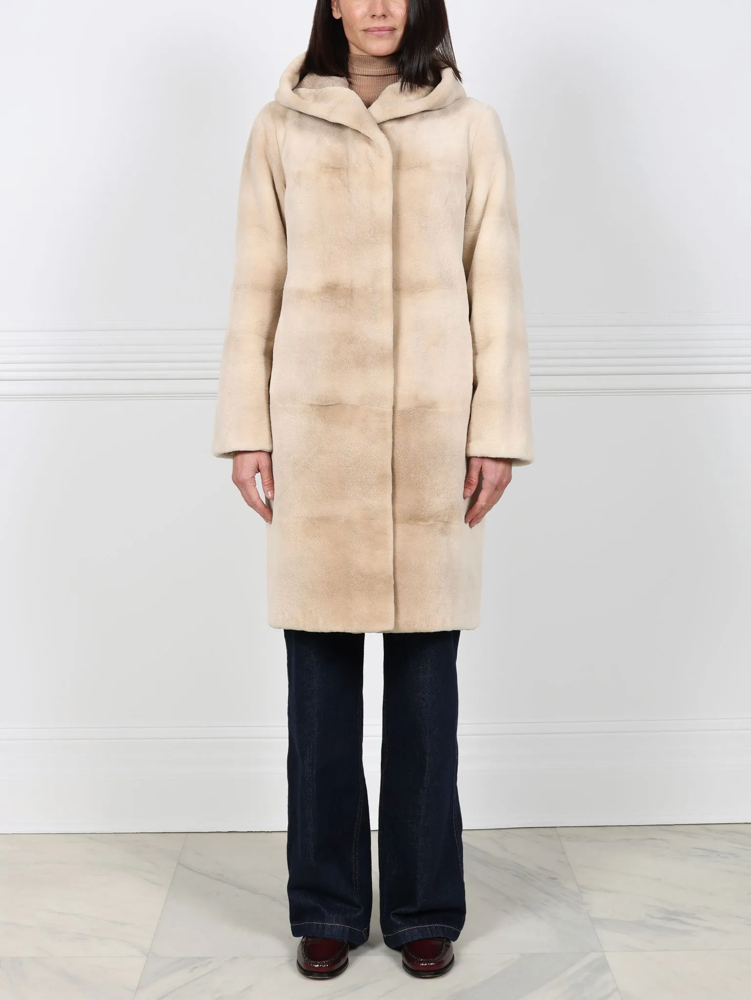 The Sandy Sheared Mink Reversible Coat sold by Pologeorgis
