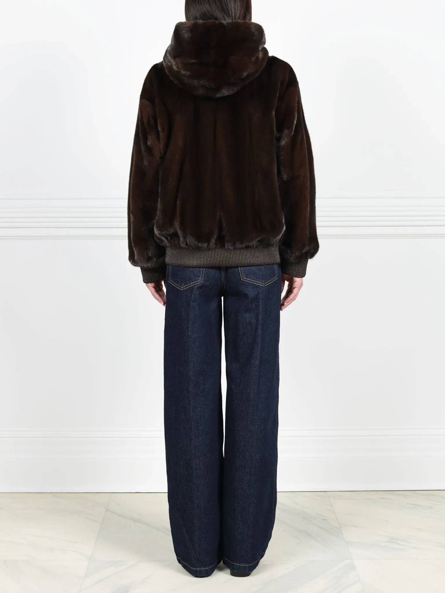 The Amanda Mink Hooded Bomber Jacket sold by Pologeorgis product image thumbnail 4