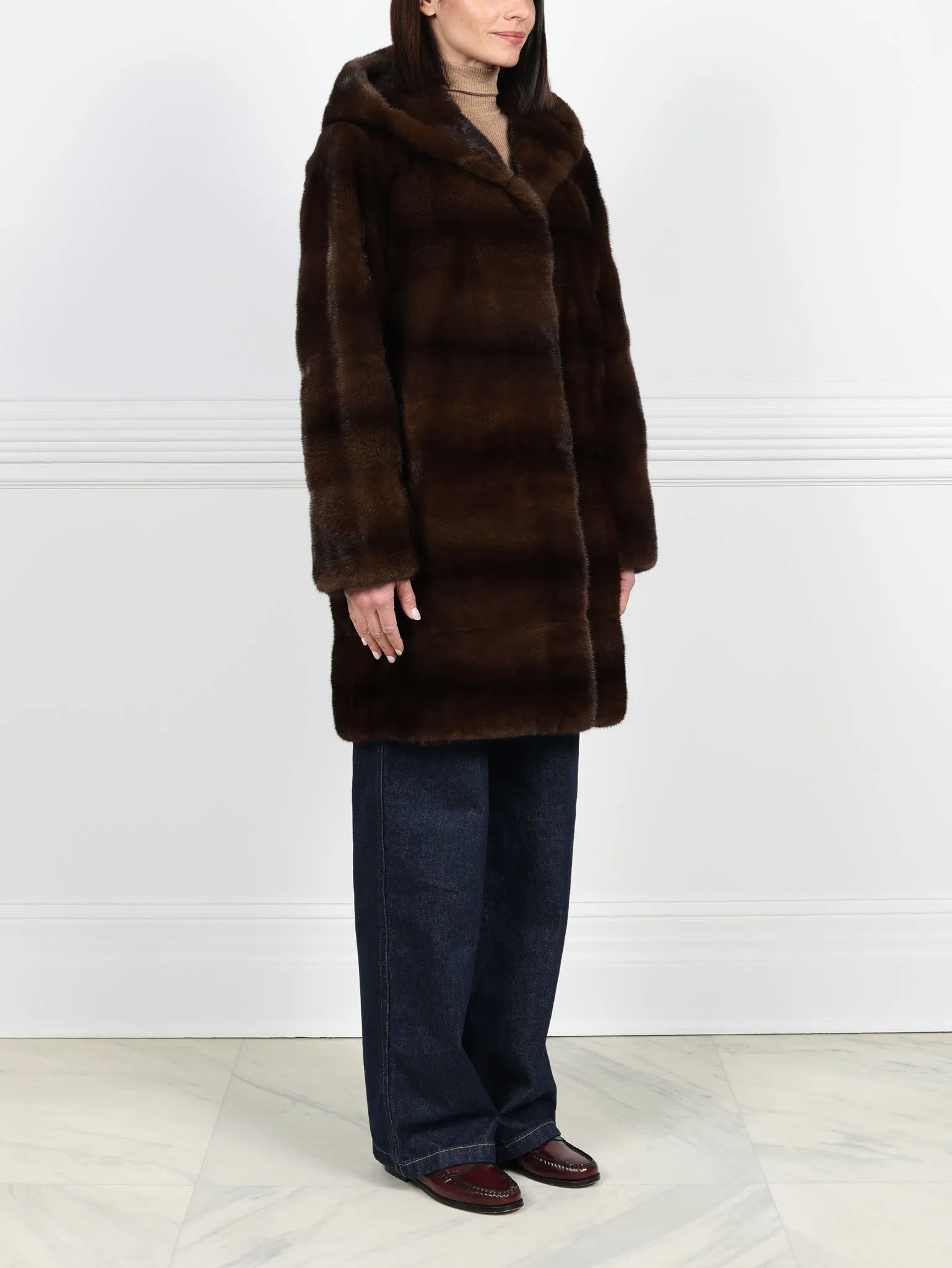 The Sharon Hooded Mink Fur Short Coat sold by Pologeorgis product image thumbnail 2