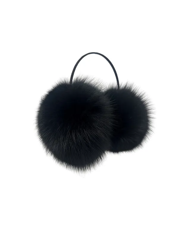 Dyed Double Fur Earmuffs in Black sold by Pologeorgis