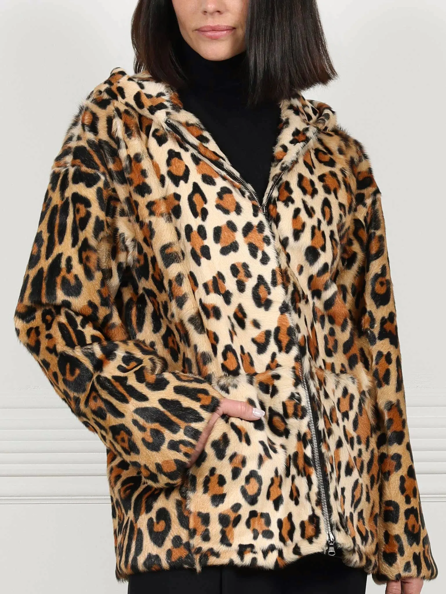 Leopard Print Shearling Hooded Jacket sold by Pologeorgis product image thumbnail 5
