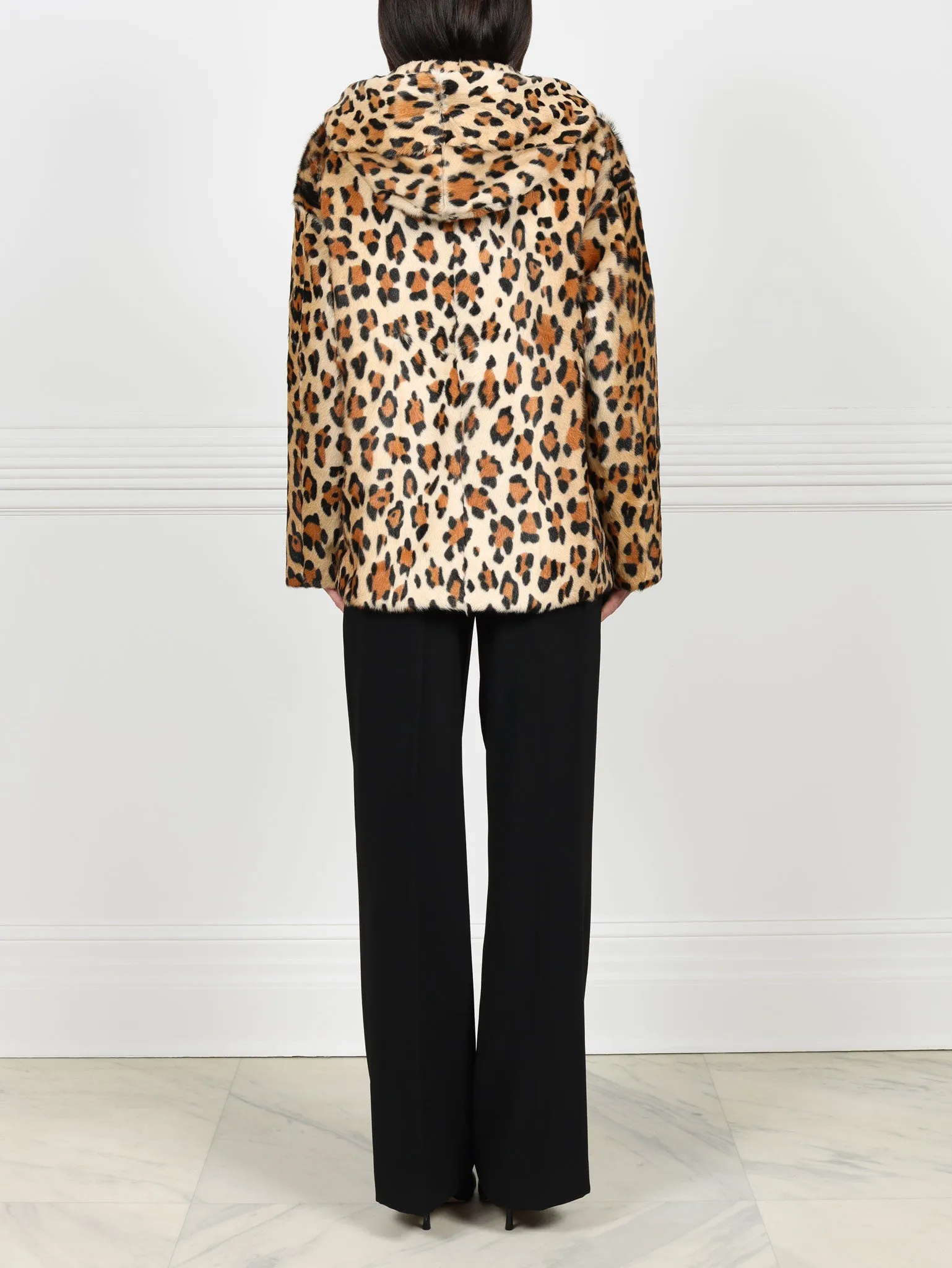 Leopard Print Shearling Hooded Jacket sold by Pologeorgis product image thumbnail 4