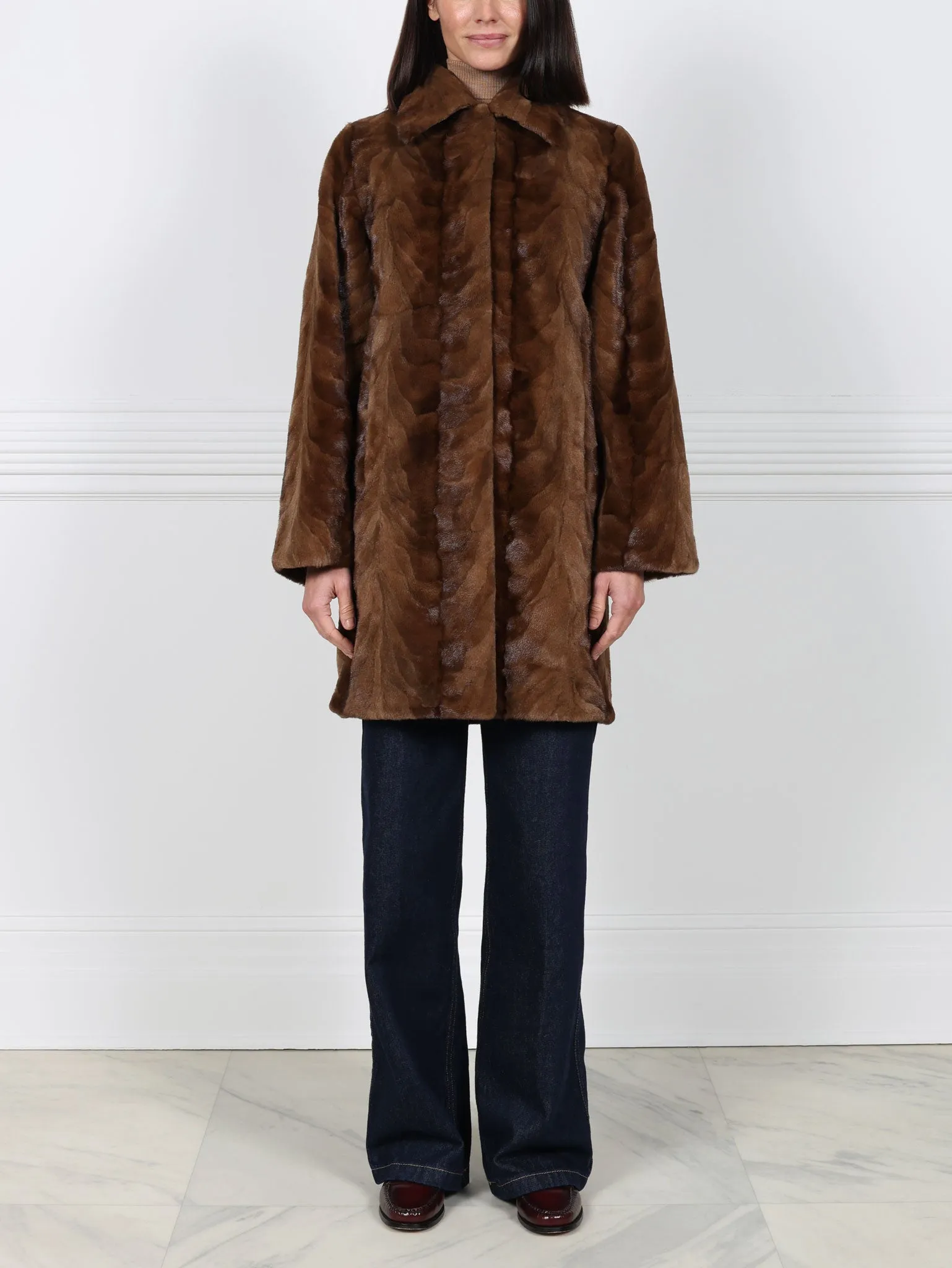 The Fen Upcycled Mink Fur Coat sold by Pologeorgis