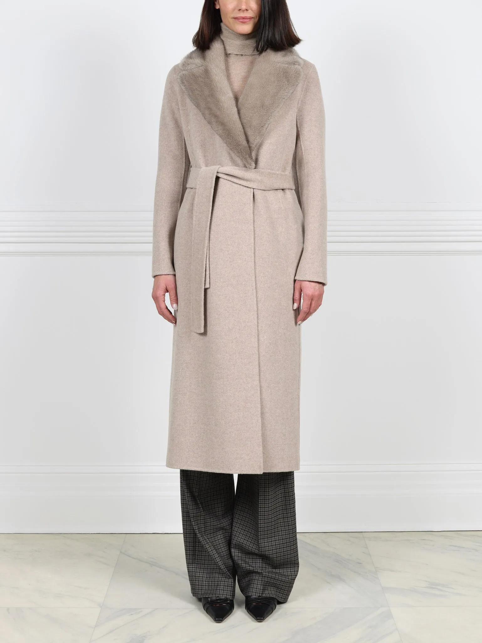 The Anita Wool Cashmere Coat with Mink Collar sold by Pologeorgis