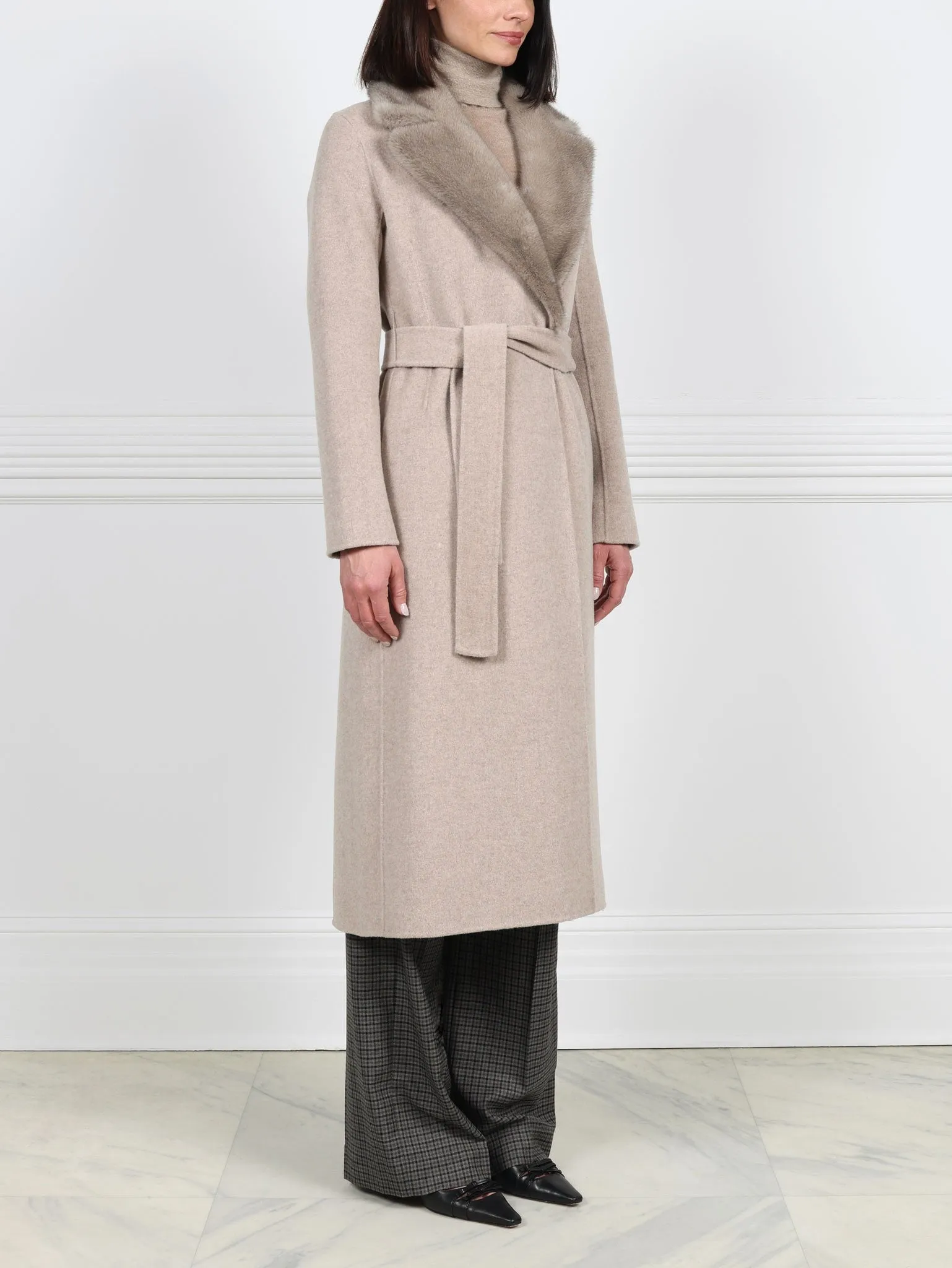 The Anita Wool Cashmere Coat with Mink Collar sold by Pologeorgis product image thumbnail 3