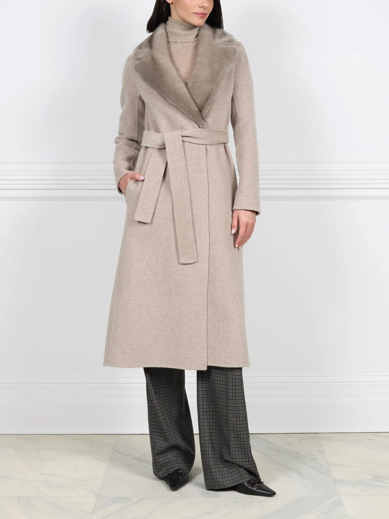 The Anita Wool Cashmere Coat with Mink Collar sold by Pologeorgis product image thumbnail 4