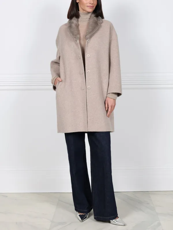 The Tina Double Face Coat with Mink Collar sold by Pologeorgis