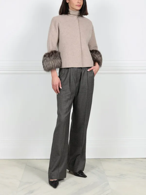 The Cookie Double Face Jacket with Fox Fur Cuffs sold by Pologeorgis