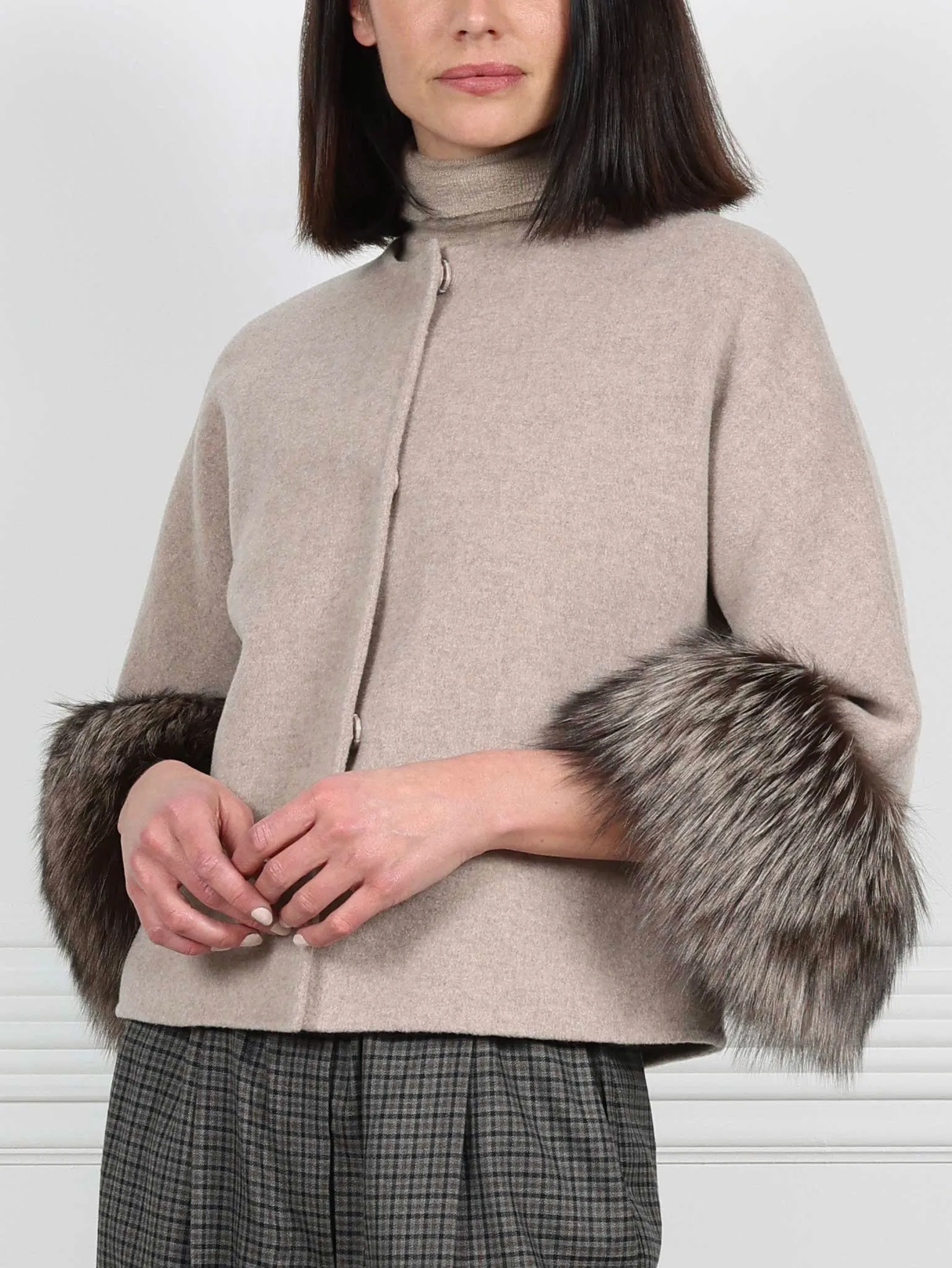 The Cookie Double Face Jacket with Fox Fur Cuffs sold by Pologeorgis product image thumbnail 3