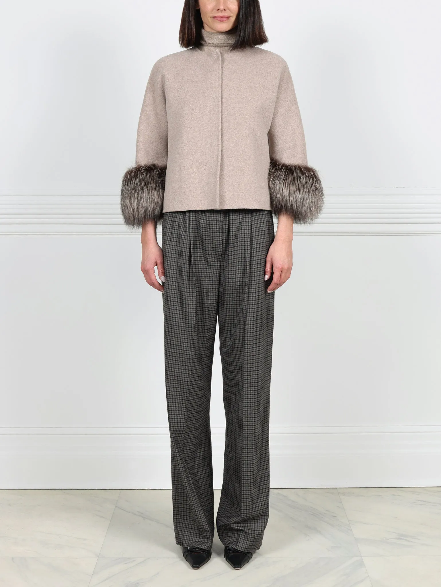 The Cookie Double Face Jacket with Fox Fur Cuffs sold by Pologeorgis product image thumbnail 2