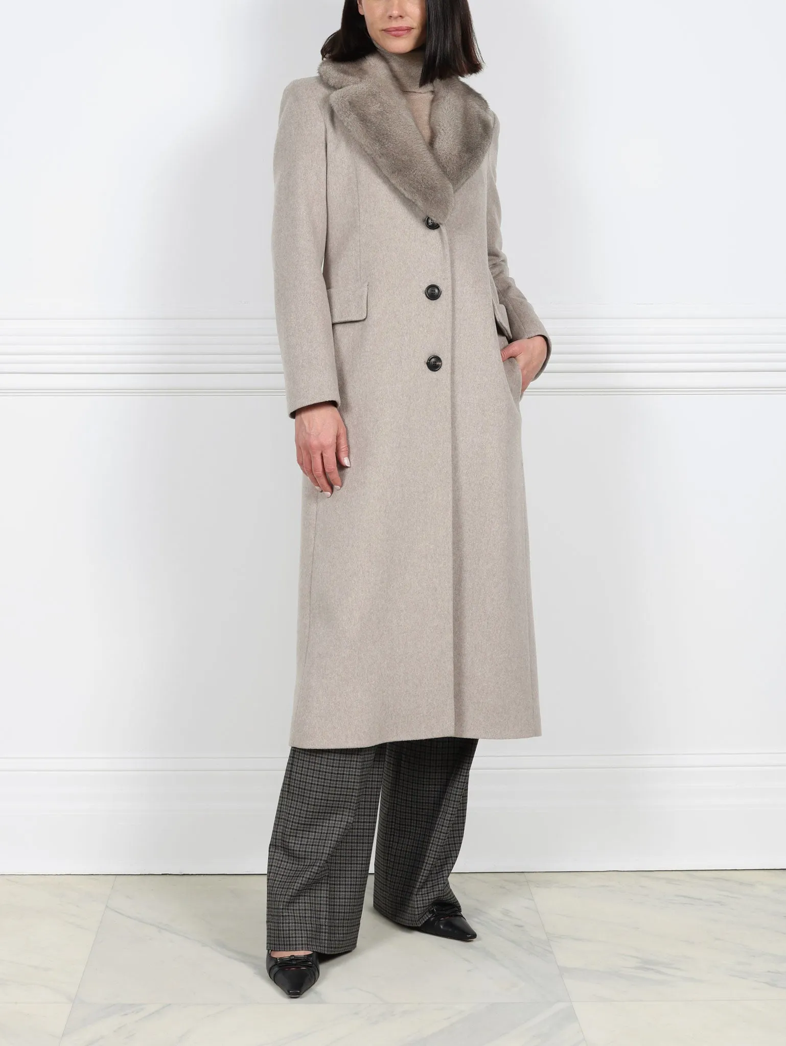Chesterfield Coat with Mink Collar sold by Pologeorgis